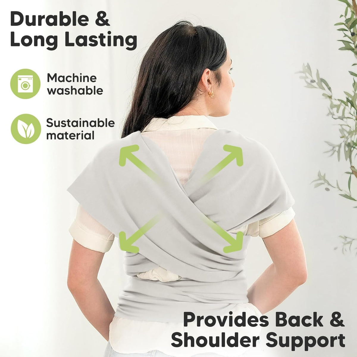 KeaBabies Baby Wrap Carrier - All in 1 Original Baby Carrier Newborn to Toddler Sling, Easy to Wear, Hands Free Bonding, Lightweight, Breathable Infant Wraps (Rhino Gray)