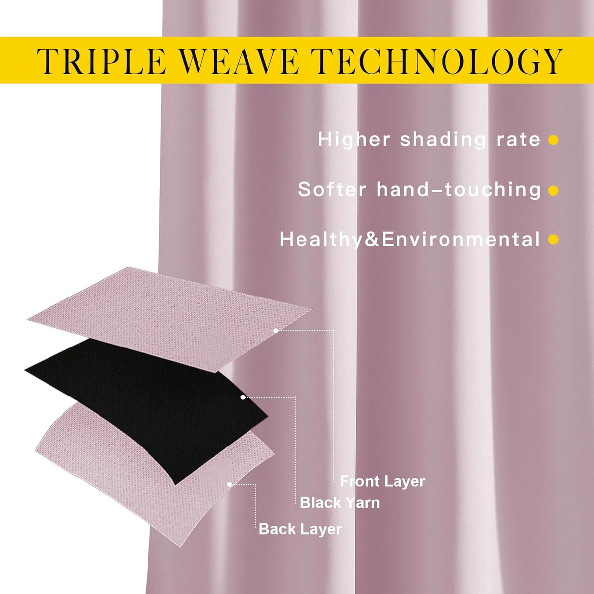 NICETOWN Room Darkening Baby Pink Curtains 63 inch Length - Window Treatment Energy Saving Room Darkening Solid Grommet Vtical Drapes for Living Room (1 Pair, 46 by 63-Inch)