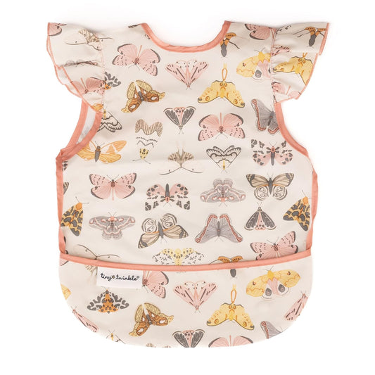Tiny Twinkle Mess Proof Baby Bib - Waterproof & Lightweight Baby-Led Weaning Apron | 100% Recycled Polyester, Easy Clean & Machine Washable (Flutter, Small 6-24 Months)
