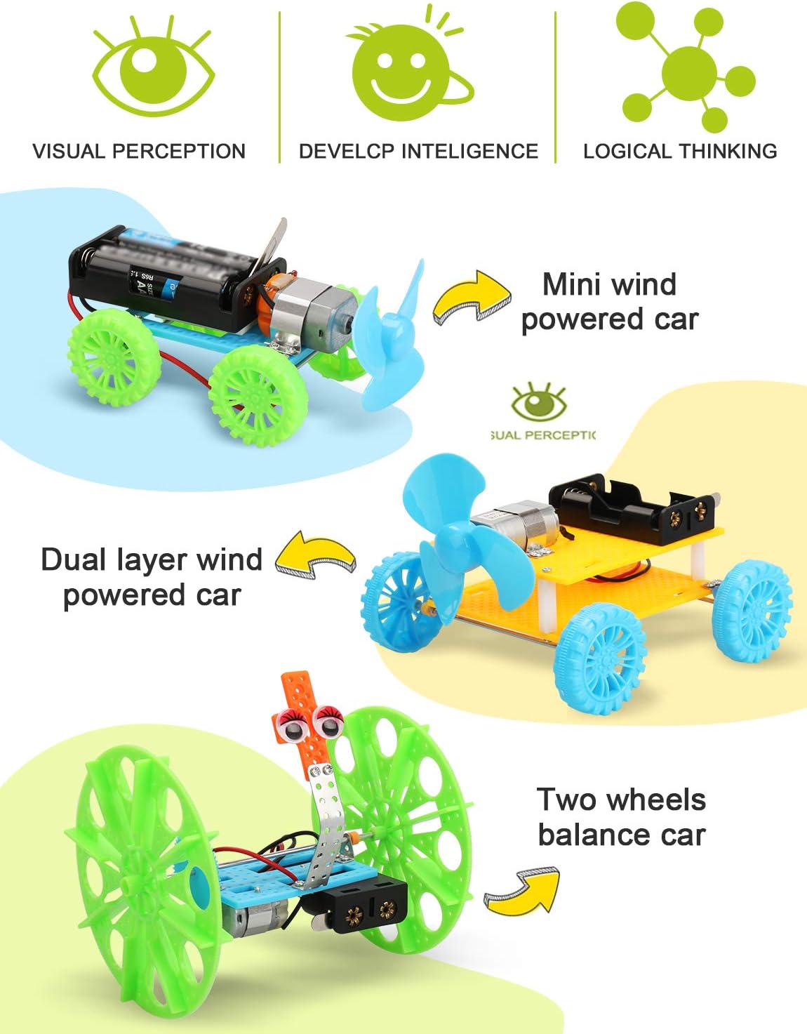Poraxy 5 Set STEM Science Kits for Kids Ages 8-12, Robotics Model Car, Toys for Ages 8-13, Building Engineering Experiment Projects, Birthday Gifts for Boys Girls 6 7 8 9 10 11 12 13 Year Old