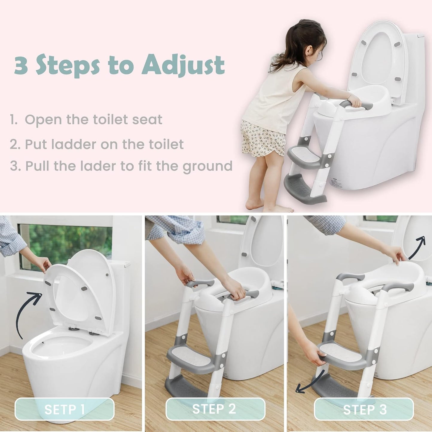 JASSONE® Potty Training Seat, Toddler Step Stool, 2 in 1 Toilet for Kids, Baby Seat with Splash Guard and Anti-Slip Pad for Boys Girls, Blue