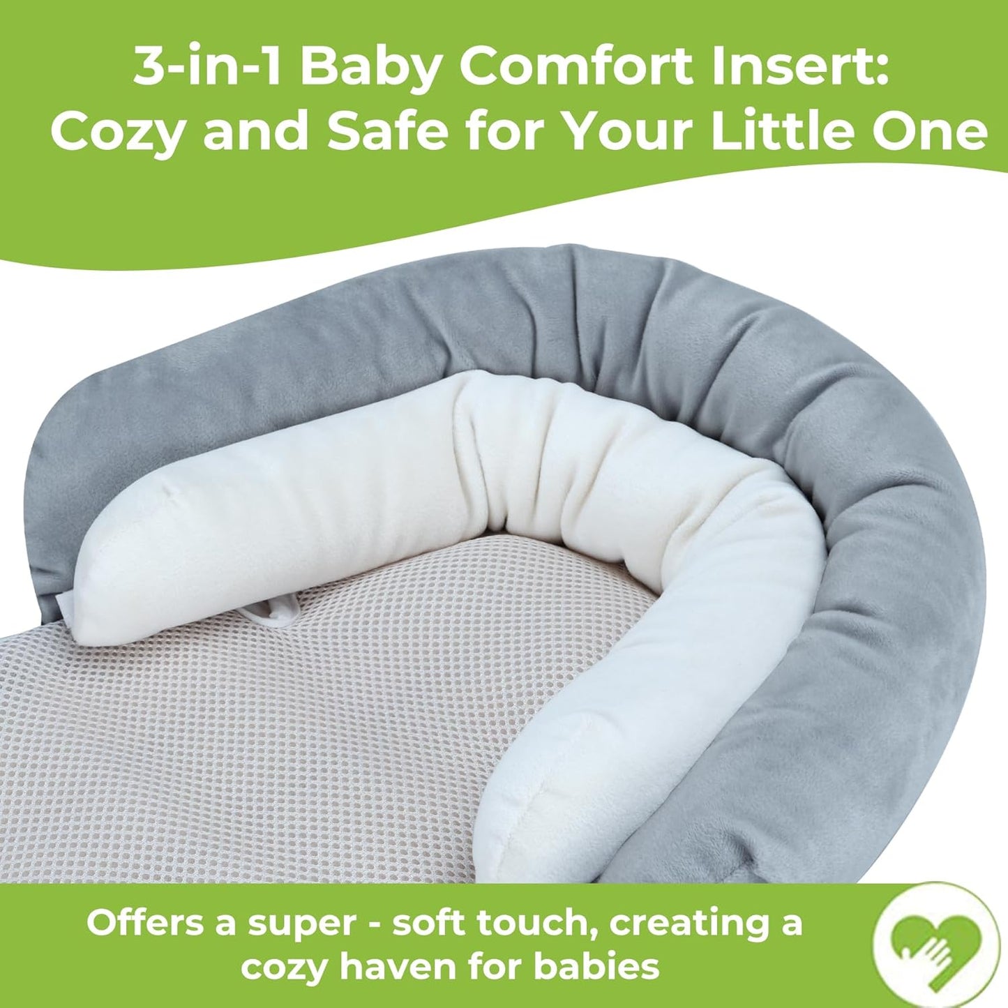 COOLBEBE Upgraded 3-in-1 Babybody Support & Strap Covers Set for Newborn Infant - Extra Soft Car Seat Insert Cushion Pad, Perfect for Carseats, Strollers, Swing