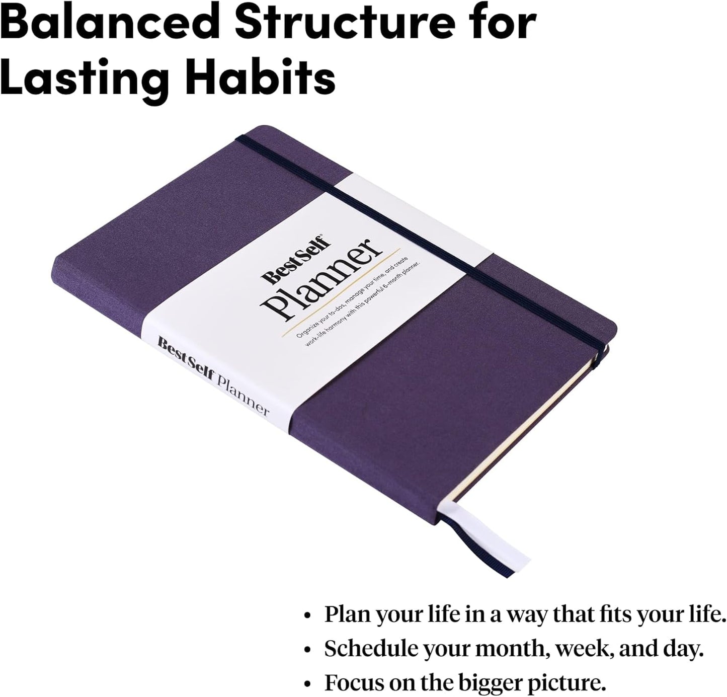 Self Planner by BestSelf — Undated 6 Month Life Planner for Time Management, Improving Productivity, Scheduling and Achieving Goals — 7"x10” Notebook (Black)