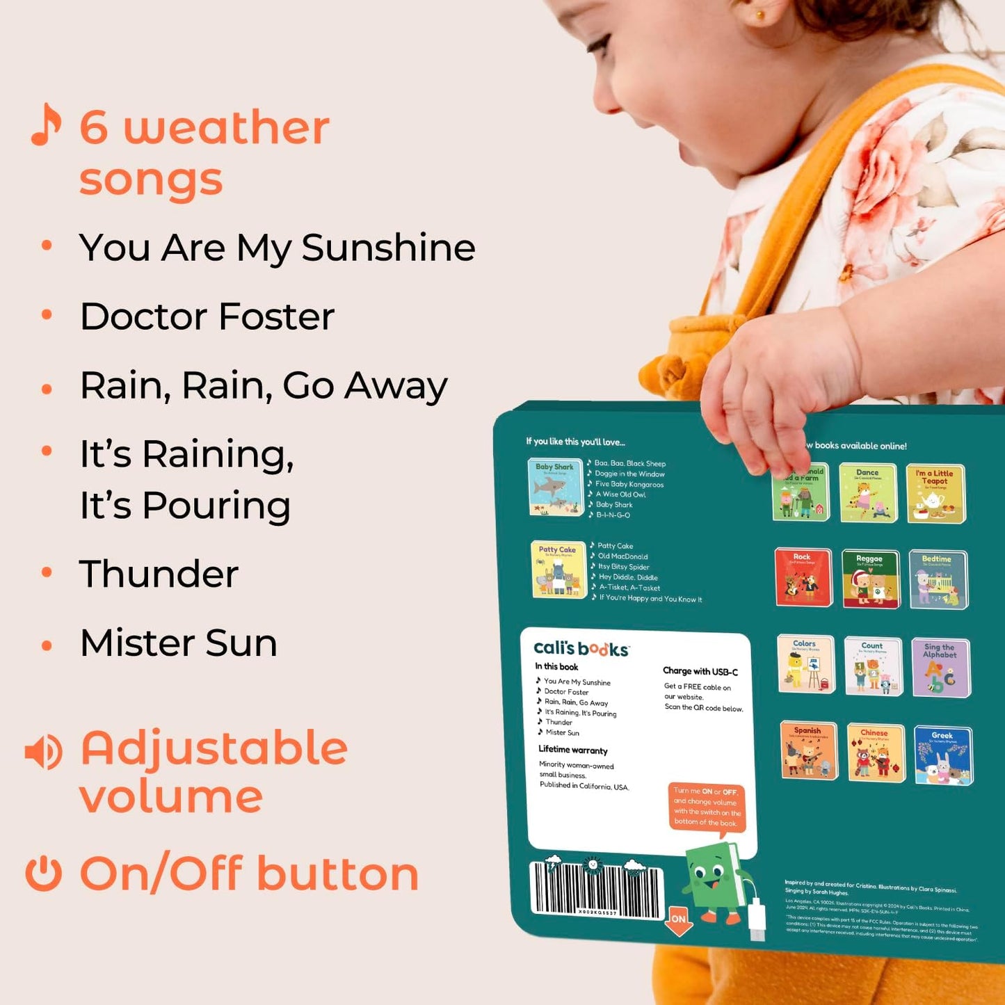 Cali's Books You are My Sunshine Nursery Rhymes | Interactive Sound Book | Musical Toys for Toddlers 1-3 | Sound Book for Babies and Toddlers | Interactive Baby Learning Toy.