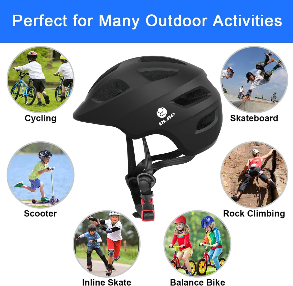 GLAF Baby Bike Helmet Toddler Helmets for 1 Year Old and up Infant Girls Boys Multi Sport Adjustable for Scooter Bicycle Kids Youth Child Skateboard Safety Cycling