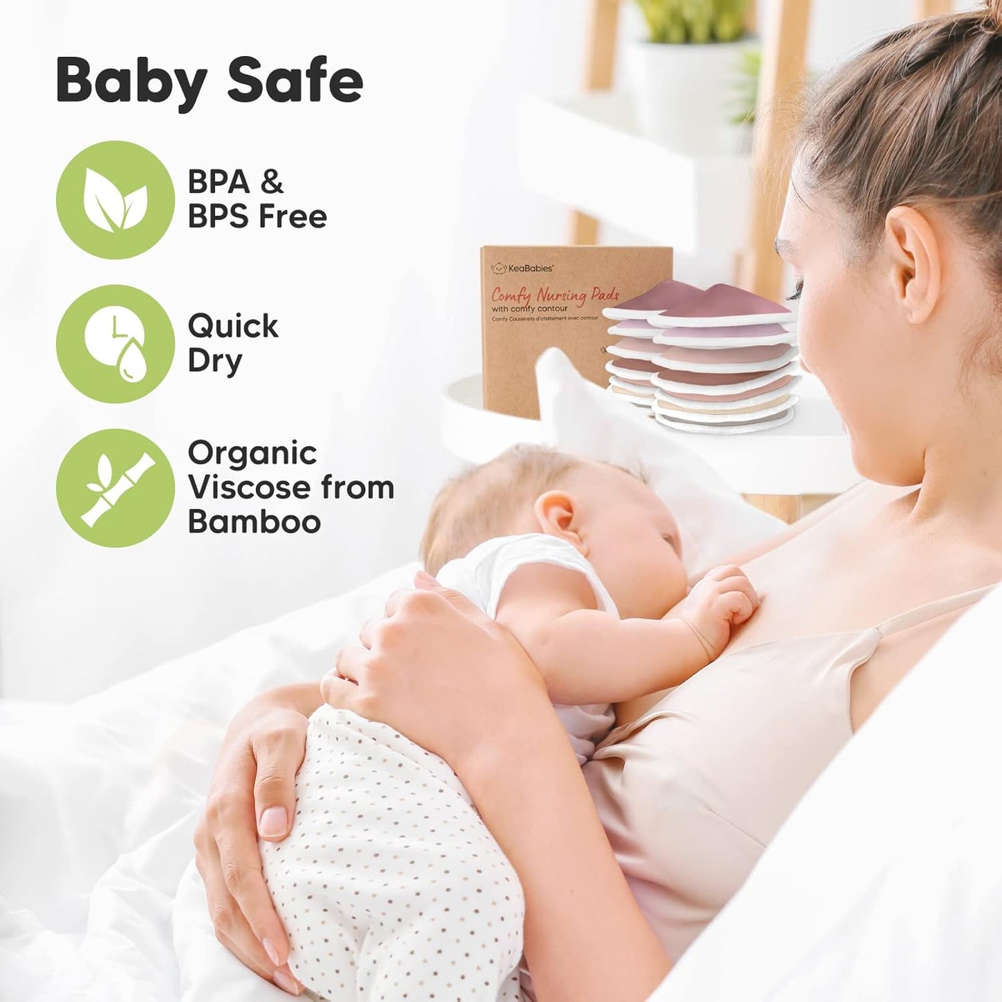 Organic Nursing Pads - 14 Washable Viscose Derived from Bamboo Breastfeeding Pads, Wash Bag, Reusable Breast Pads for Breastfeeding, Nipple Pads for Breastfeeding Essentials(Plum, M 3.9")
