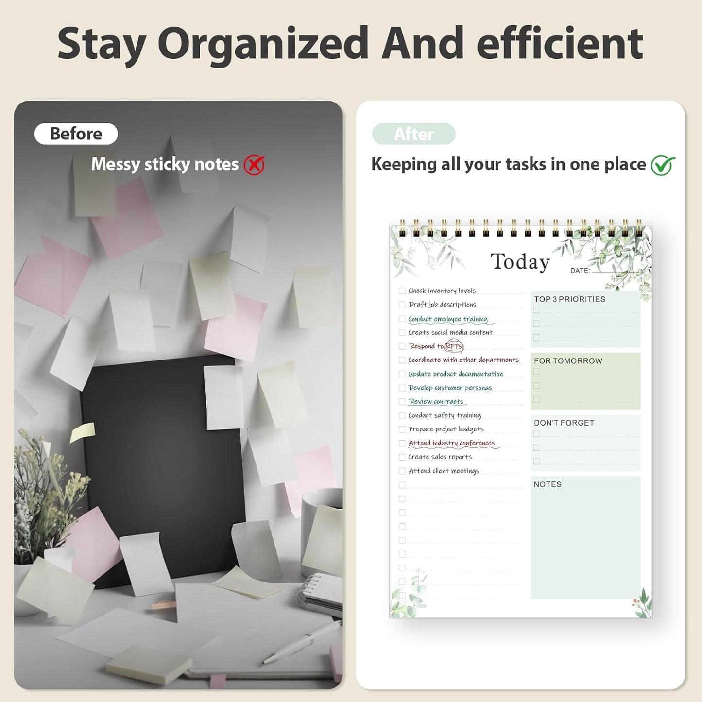 Weekly To Do List Notepad, Undated Planner with 52 Sheets (8.5''x11''), Desk Weekly Planner for Women & Man, Home School & Work (H-Leaf)