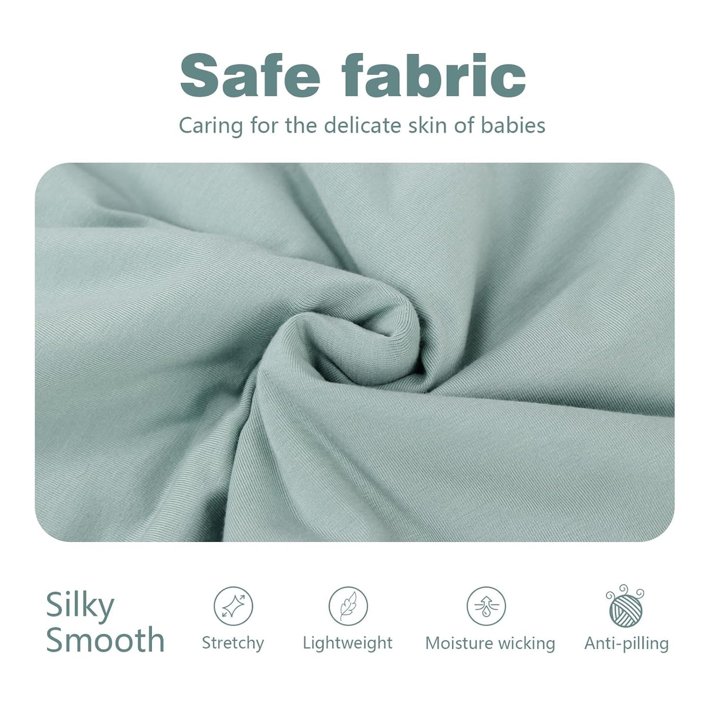 Mosebears Unisex Baby Sleep Sack 1.0 TOG, Supersoft Rayon Made from Bamboo Wearable Blanket with 2-Way Zipper (Sage&Green,0-6 Months)