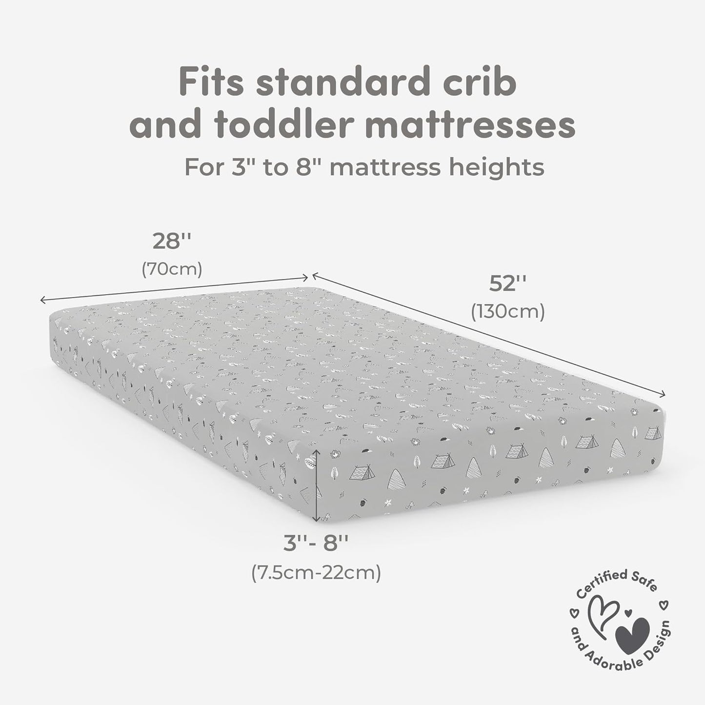 Sweety Fox 2-Pack Crib Sheets - Soft Cotton Jersey Fitted Sheets for Boys and Girls, Mini Crib Sheets, Toddler Bed Sheets (Woodland)