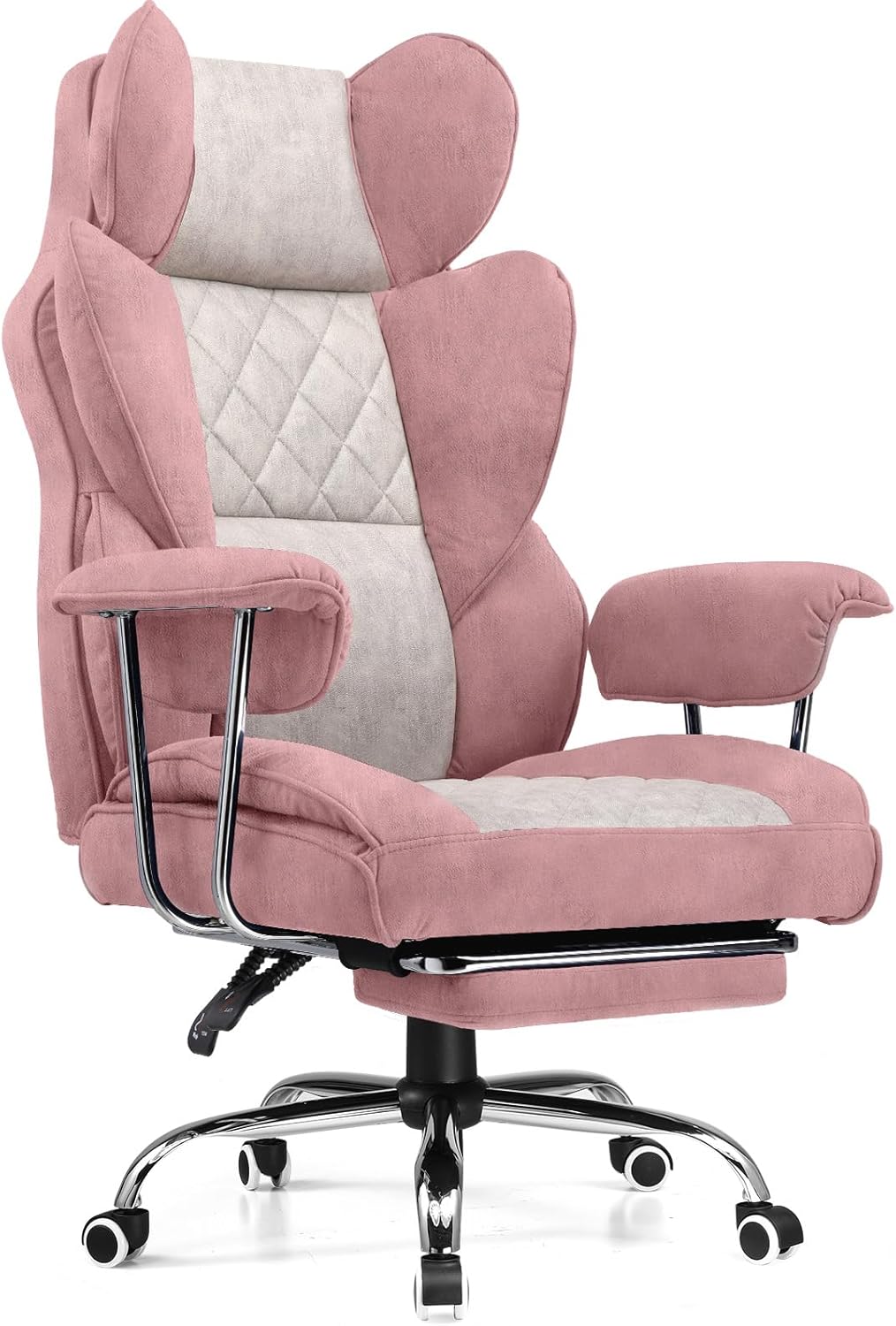 COMHOMA Big and Tall Office Chair, High Back Leather Gaming Chair with Footrest, Executive Ergonomic Office Chair with Pocket Spring Lumbar Support and with Outward Fixed Soft Armrests