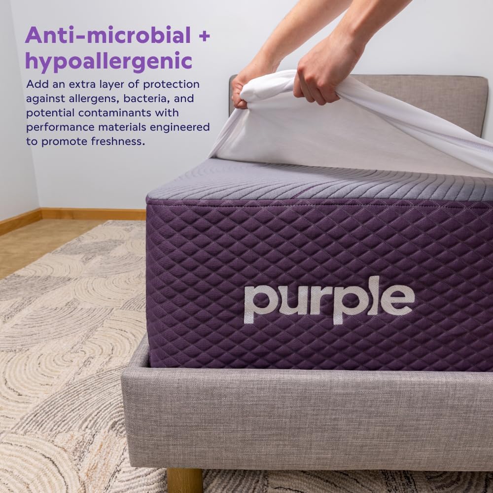 Purple Waterproof Mattress Protector – Queen, Gold-Standard Protection, Comfort-First Design, Fits Mattresses 8” to 15.5”