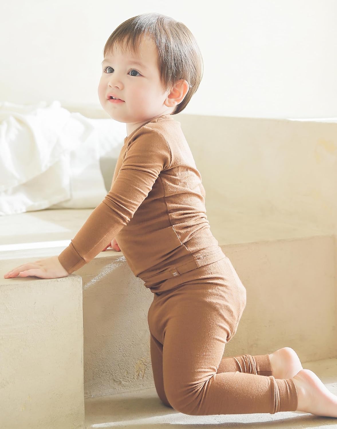 VAENAIT 6M-12Y Toddler Toddler Kids Toddler Girls Boys Soft Comfy Modal Tencel Solid Raglan Sleepwear Pajamas Pjs 2pcs Set