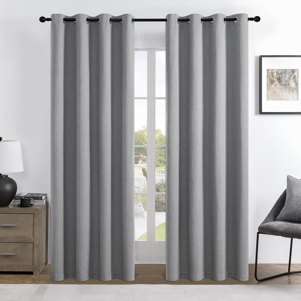 Joydeco Custom 100% Blackout Curtains 1 Panel, Grommet Thermal Insulated Curtains& Drapes, Room Darkening Drapes for Bedroom Living Room Window (Custom Size, Light Grey)