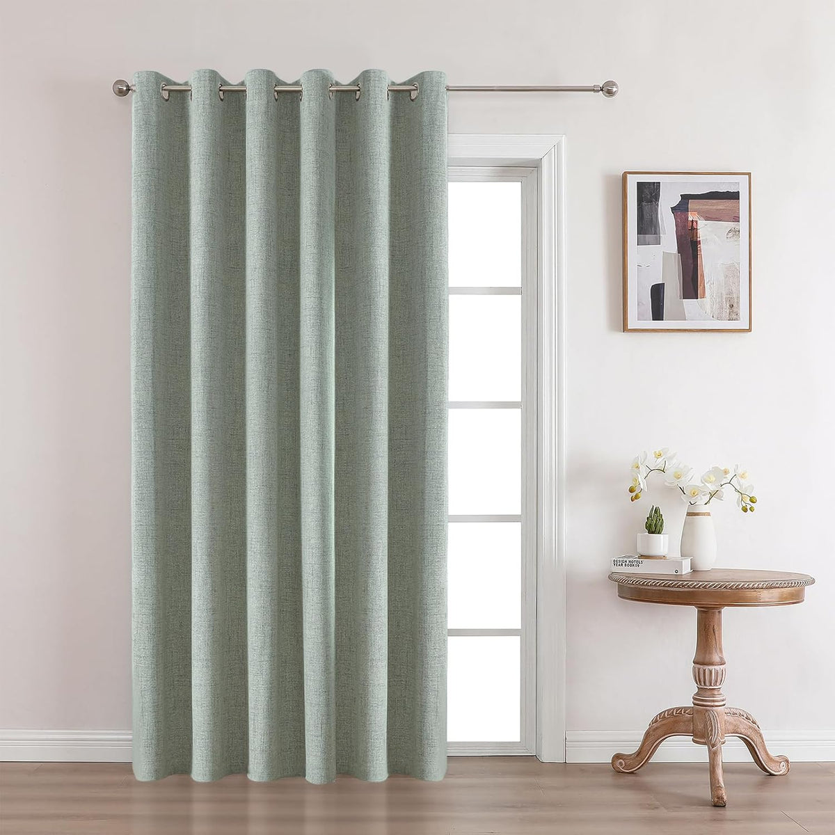 Joydeco Custom Sage Green Textured Total Blackout Curtain for Bedroom and Living Room. Grommet Textured Thermal Insulated Room Darkening Curtain 1 Panel (Custom Size and Color)