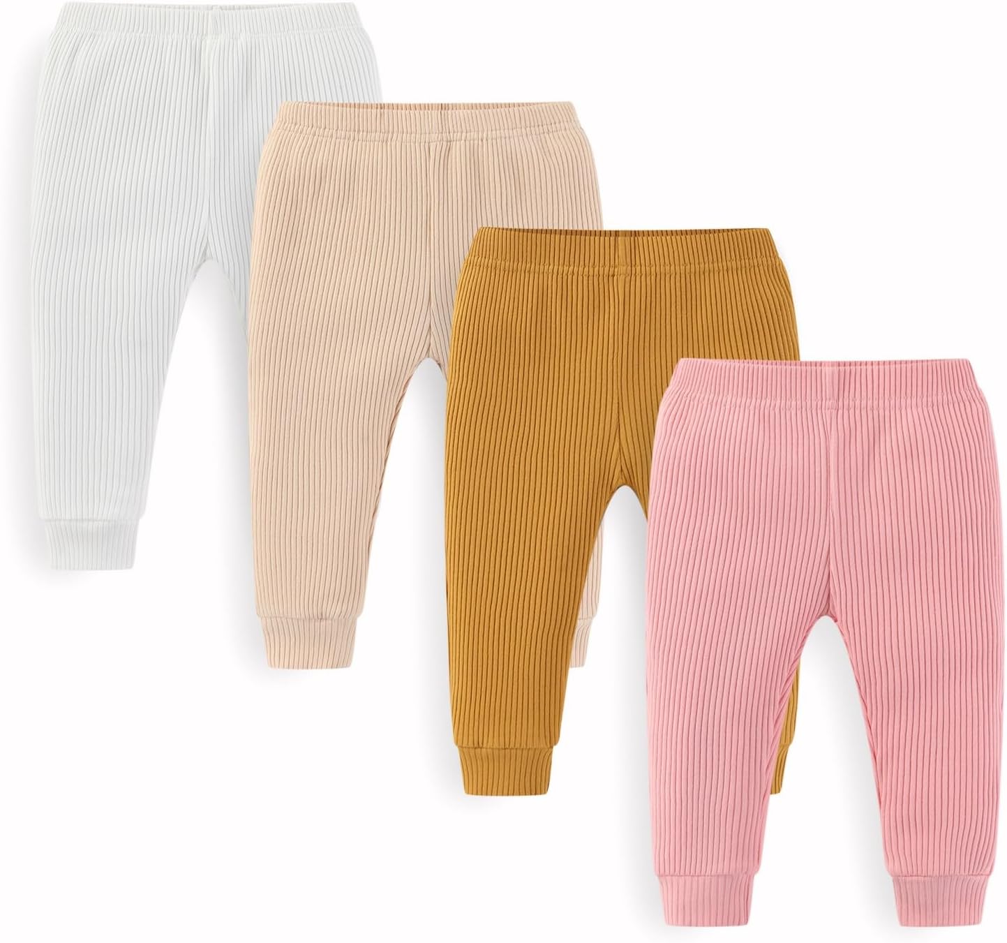 Unisex Baby Boy Girl Pants Sets Ribbed Soft Infants Bottoms Casual 4 Pack 0-24 Month Babies' Leggings