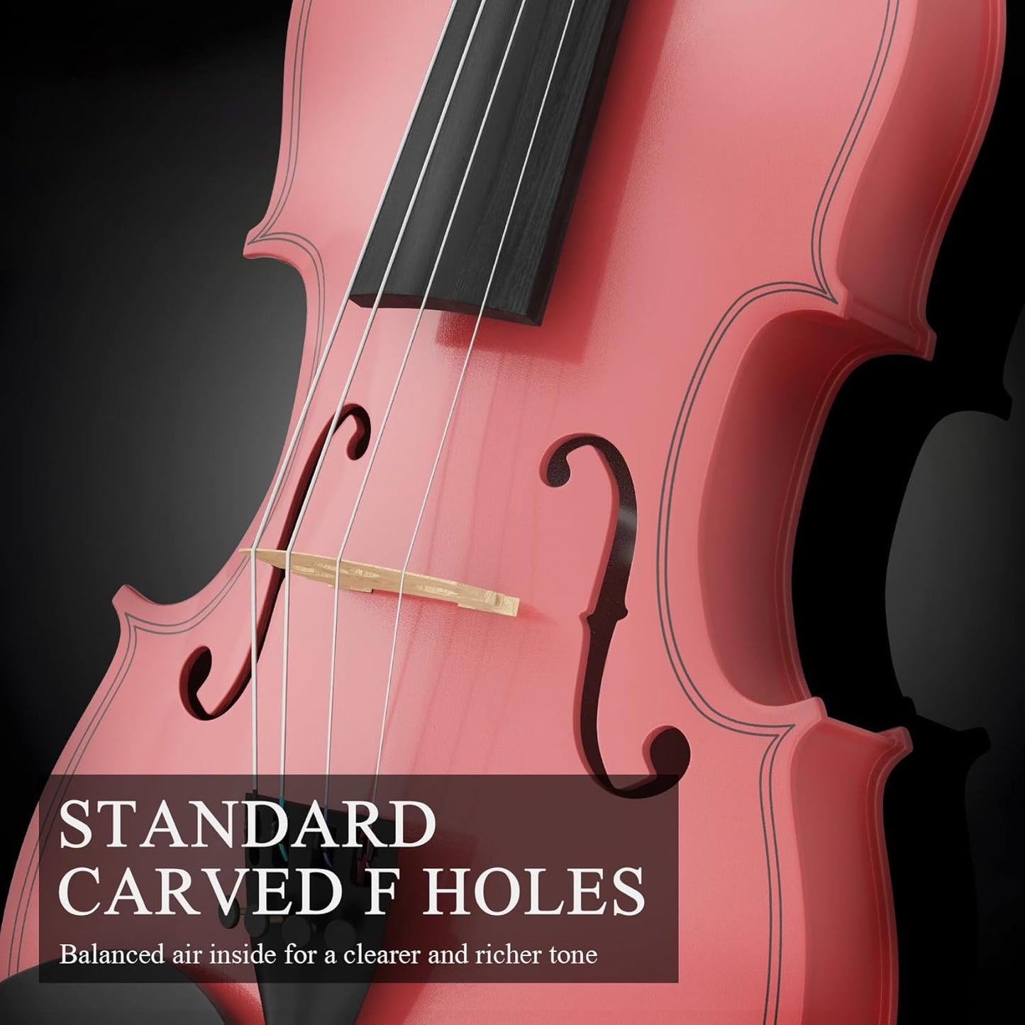 1/8 Violin Kit, Beginner Violin for Kids, Students, Complete Kids Violins Set with Case, Bow, Rosin, Ideal for Kids Violins Beginner Ages 4-5, Pink