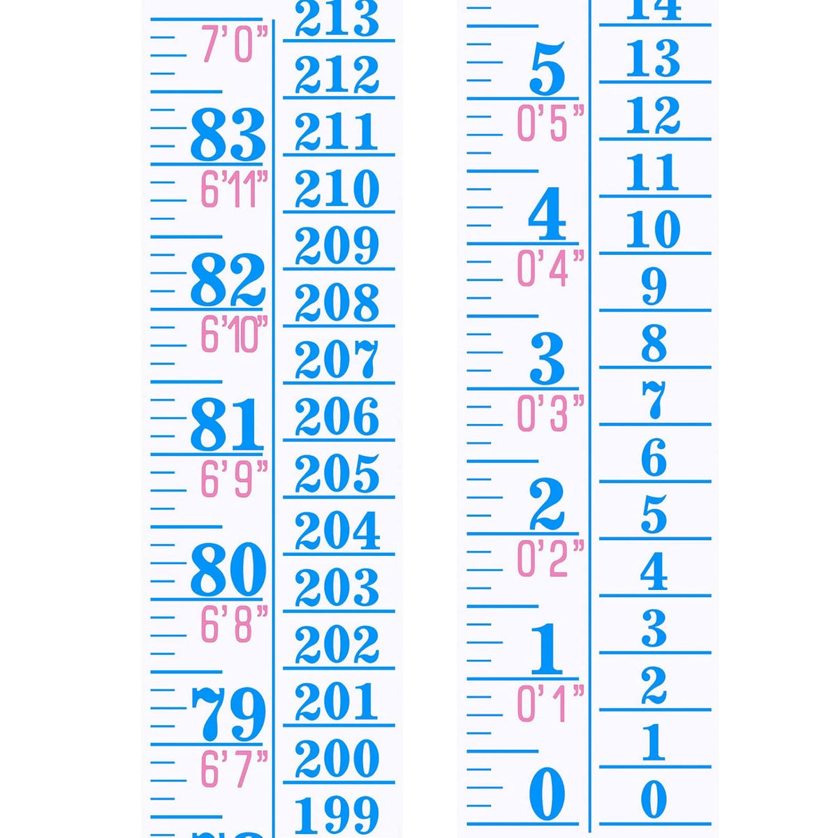 Tatuo Growth Chart Wall Labels Height Indicator Tape Ruler Growth Chart Decor Height Indicator Adhesive Ruler for Home Room Measuring(Blue)