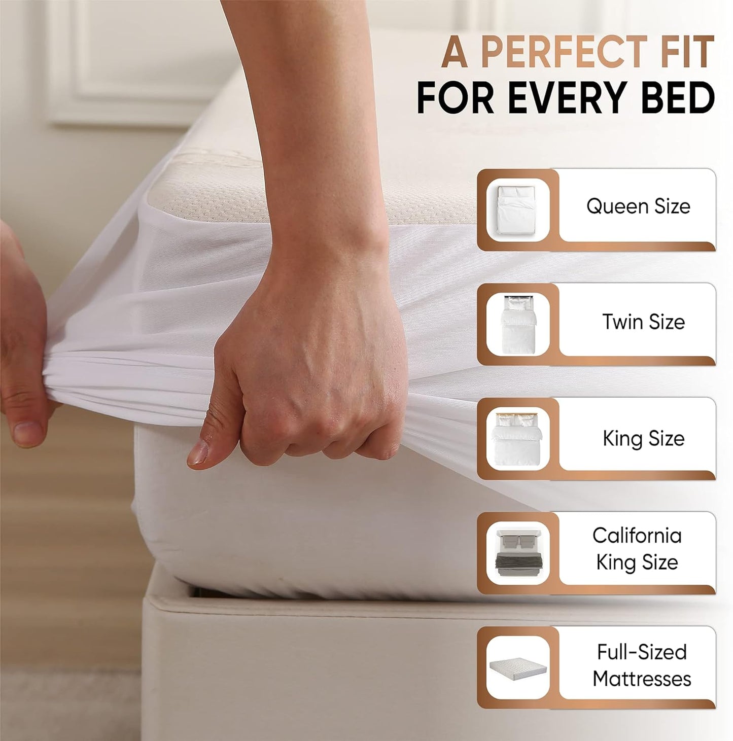 Waterproof Organic Mattress Protector California King - Organic Cotton Breathable Mattress Pad Cover - 250 GSM Comfort - Deep Pocket - Fitted Comfort