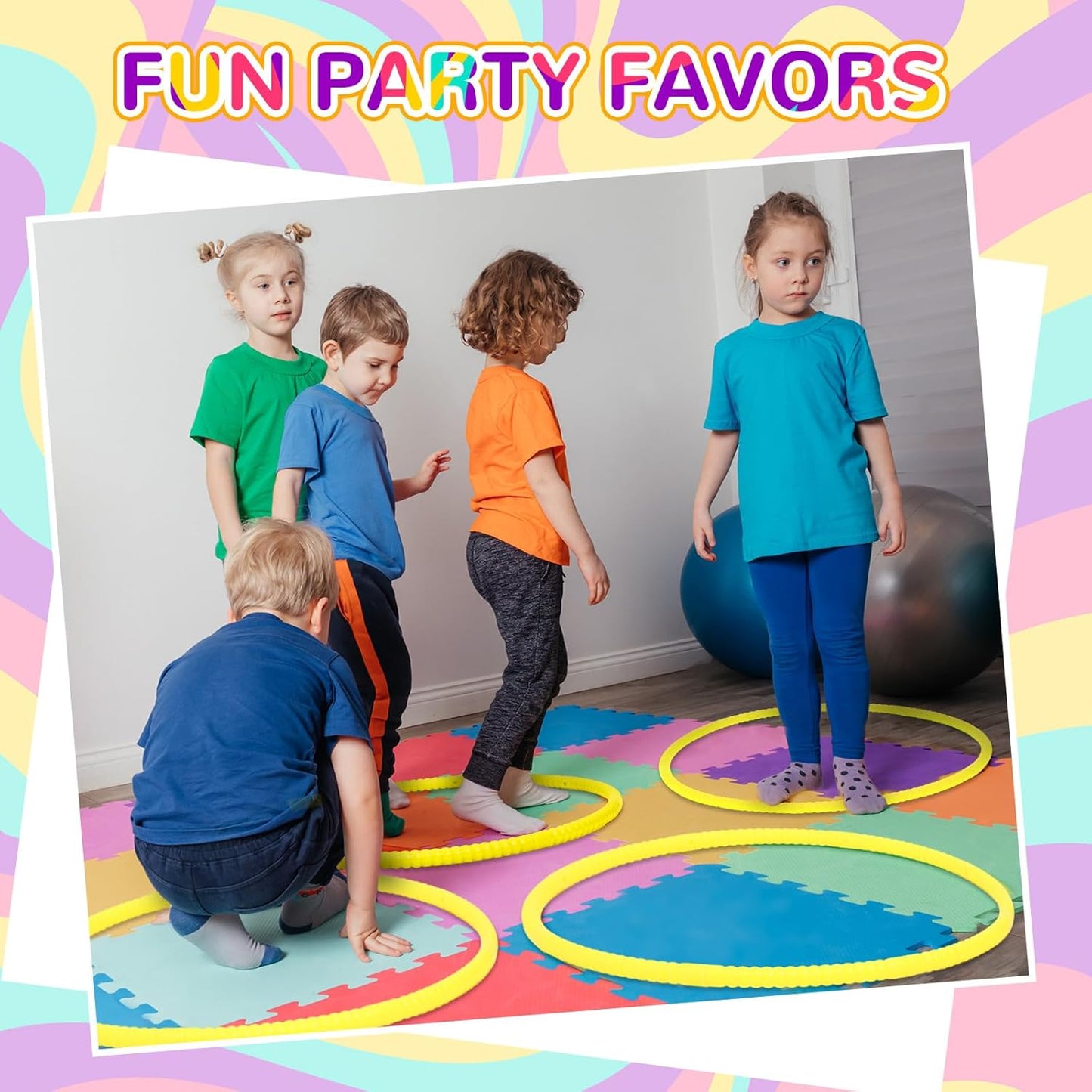 Shappy 6 Pcs Exercise Hoop Detachable Adjustable Plastic Toy Playground Toys Colored Hoop Circles for Teens Games Gymnastics Dog Agility Equipment Party Decor