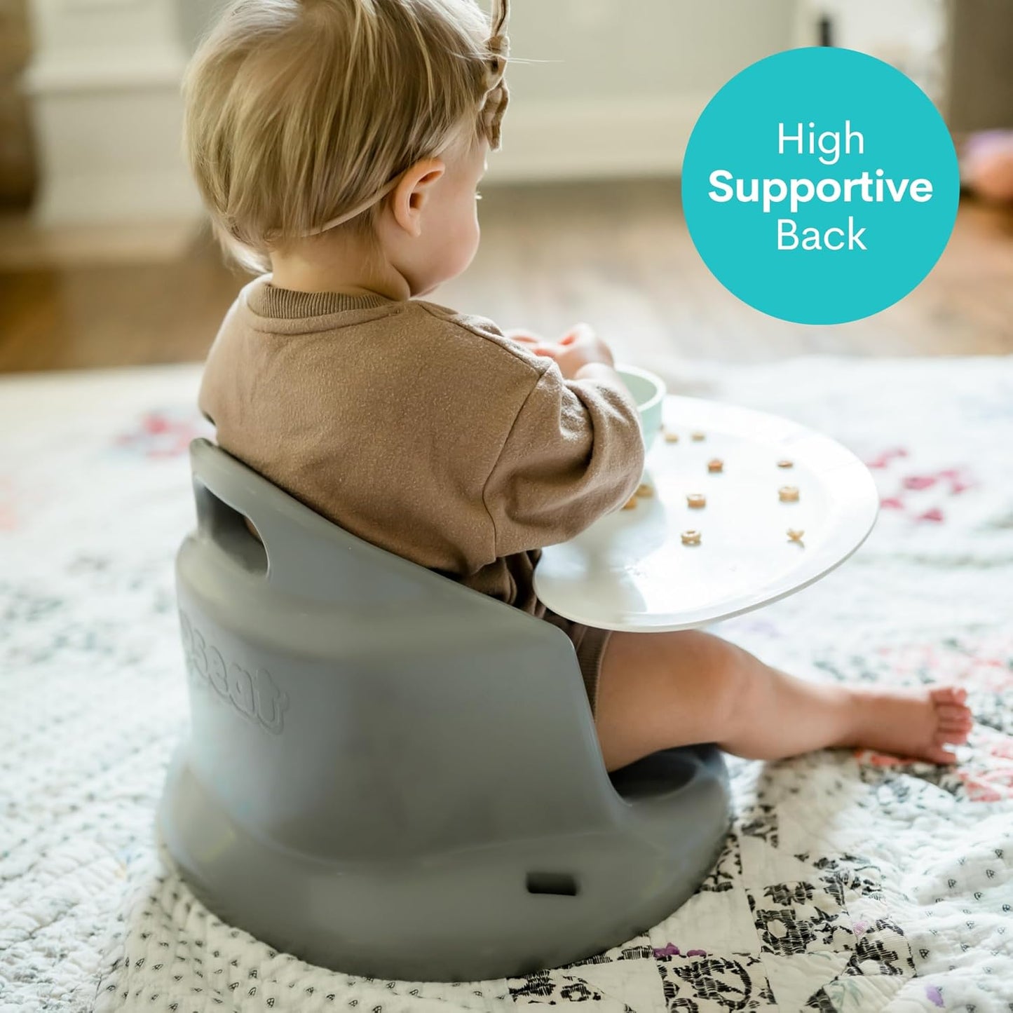 Upseat – The Original Ergonomic Baby Floor & Booster Seat with Tray, Developed with Physical Therapists for Upright Posture & Healthy Hip Development, 4–24 Months, Dishwasher-Safe Extra-Large Tray