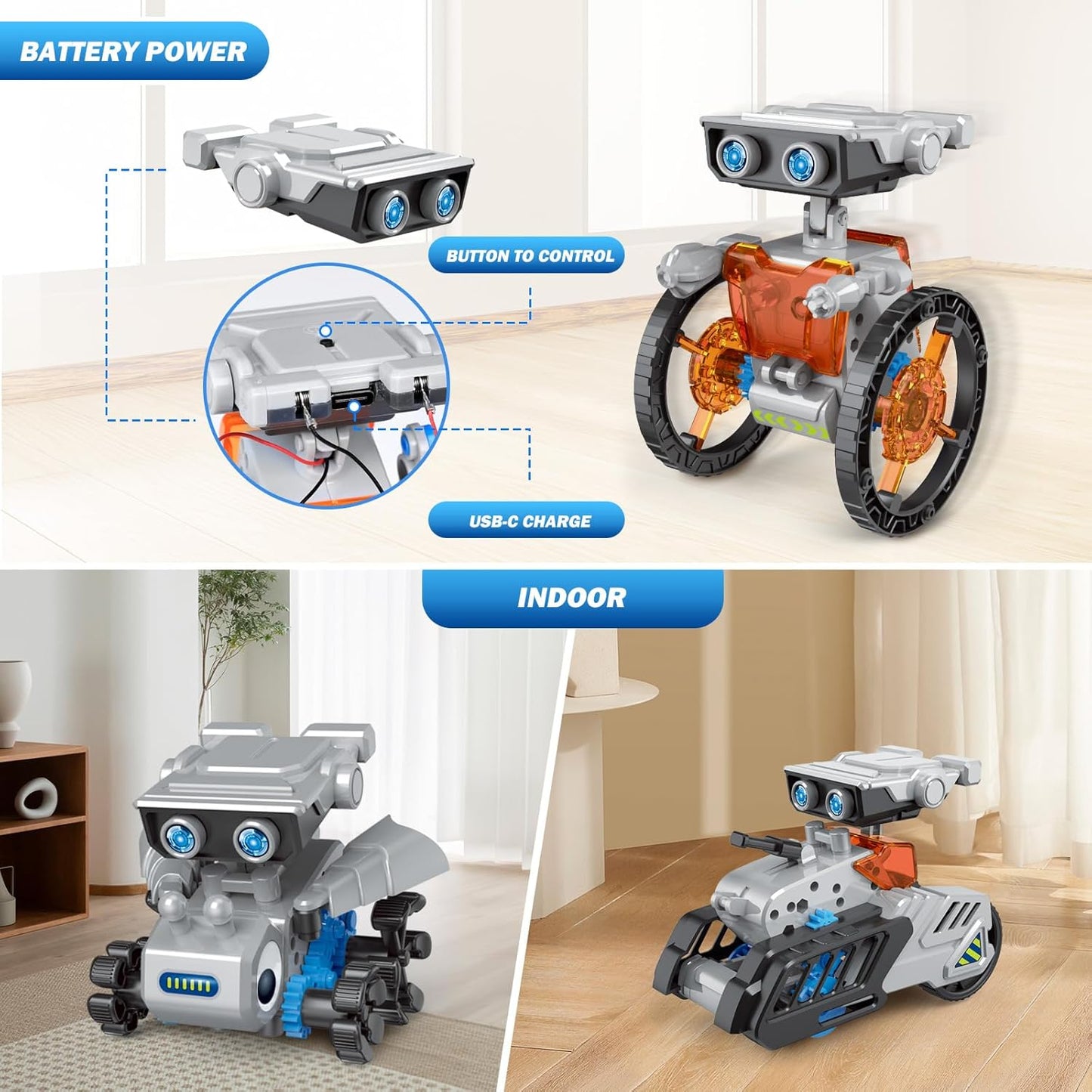 AESGOGO 12-in-1 Electric Robot Kit, STEM Projects Toys for Kids Age 8-12 Birthday Gifts, DIY Building Science Experiment Kit Battery Powered Education for Boys Girls Aged 8 9 10 11 12 13 14 Years Old