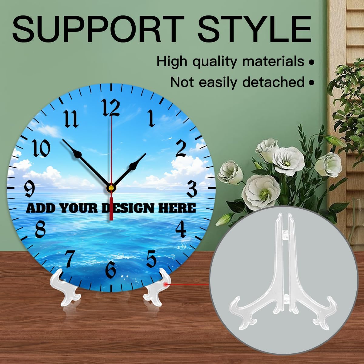 Generic Custom Wall Clock Personalized Clocks with Photo Text Logo Silent Non Ticking Round Decoration for Kitchen Family Friends Gifts, 12inch-30cm