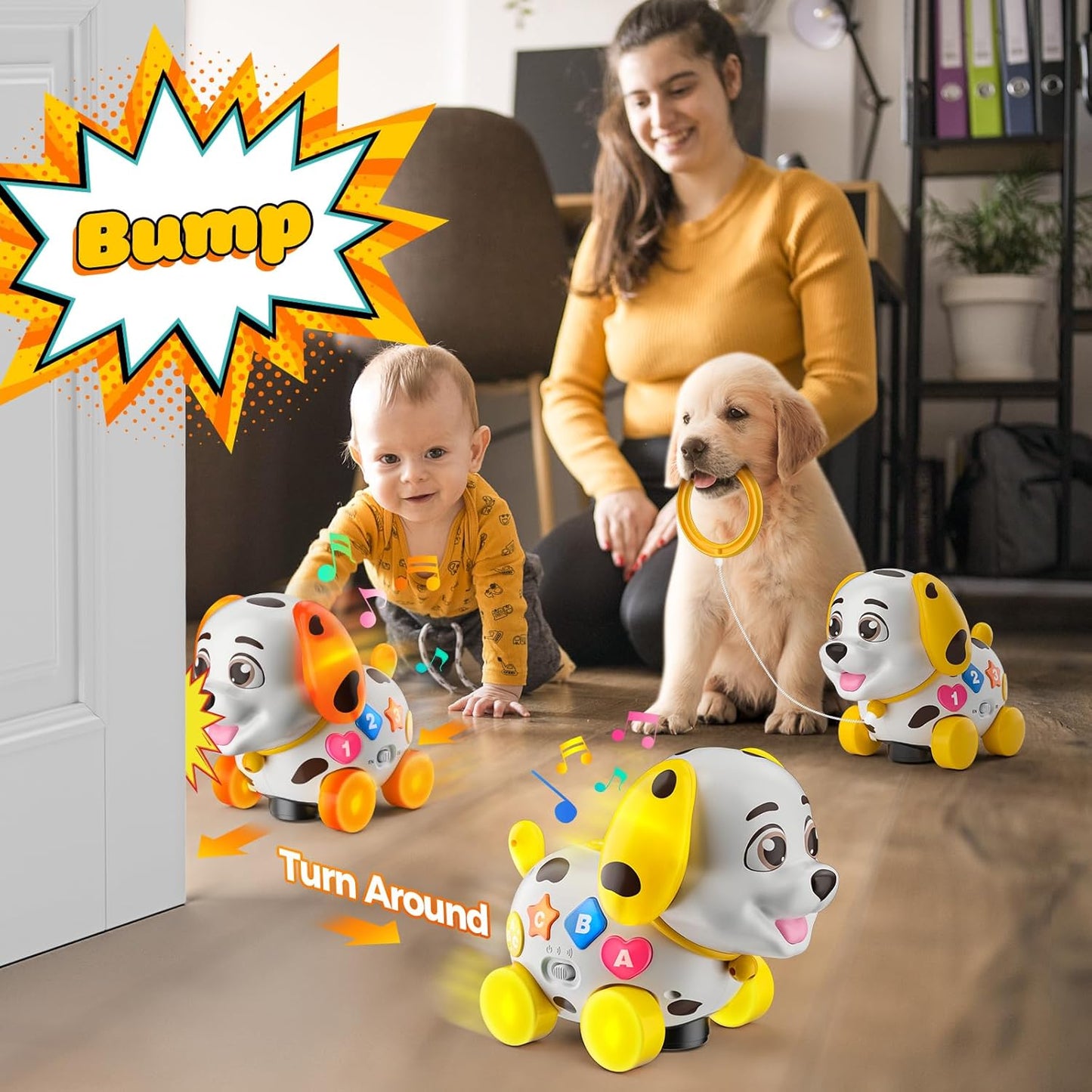 Musical Baby Toys 6-12 Month, 1st First Birthday Gift for 1 Year Old Boys Girls, Crawling & Walking Puppy Toy 6 7 8 9 10 12-18 Month Old Bilingual Learning Developmental Toy for Baby Boy Girl Age 1-2