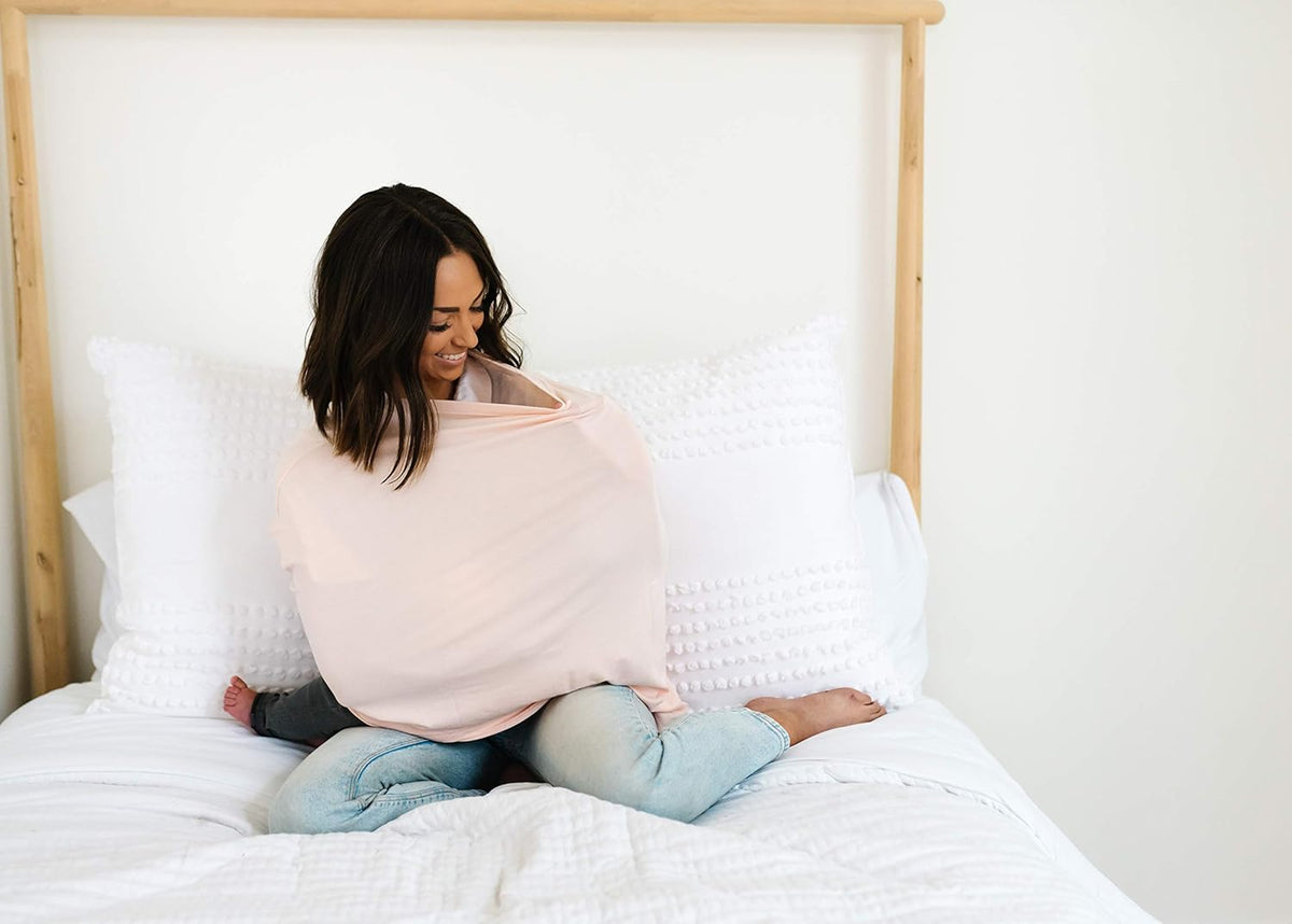 Copper Pearl Multi-Use Cover: Car Seat Covers, Nursing Cover, and Stroller Cover for Sun - Stretchy Fabric, All-Season Use, Stylish Designs, Easy Access for Moms - Blush