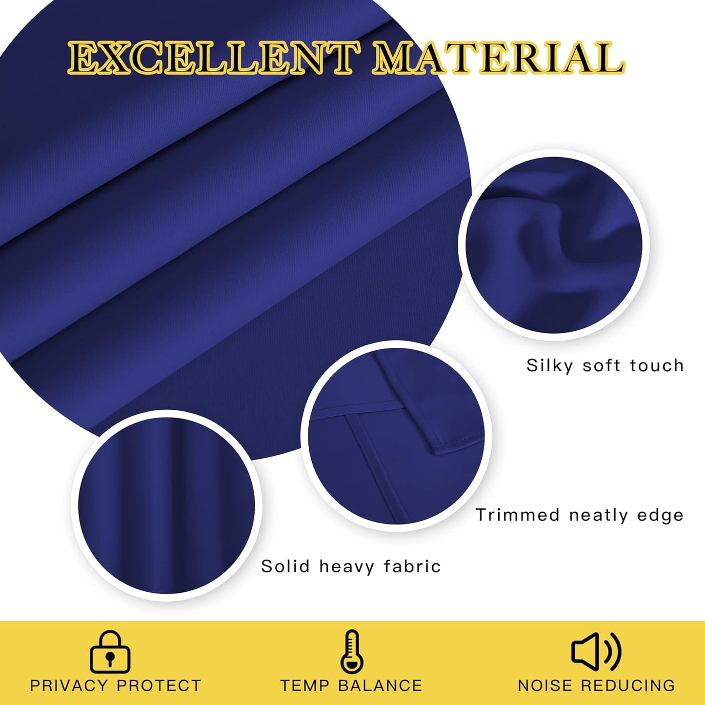 NICETOWN Bedroom Blackout Curtains 95 inch Length - Triple Weave Energy Saving Thermal Insulated Solid Grommet Blackout Draperies for Patio/Hall (1 Pair, 80 inches Wide, Navy Blue)