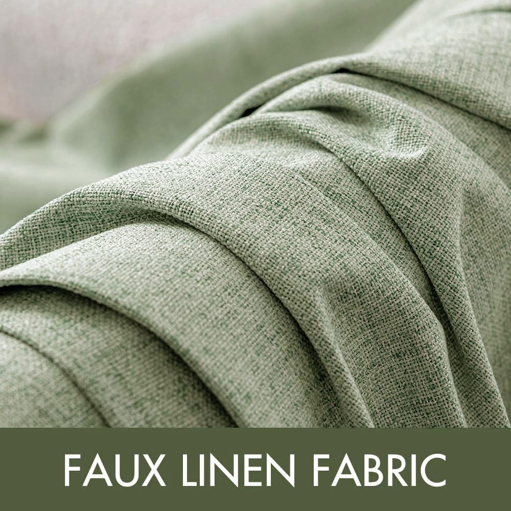 MIULEE Linen Texture Curtains for Bedroom Solid 100% Blackout Thermal Insulated Sage Green Curtains Grommet Room Darkening Drapes for Living Room Nursery 52x96 Inch (2 Panels)
