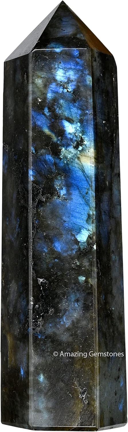 Amazing Gemstone Large Labradorite Crystal Towers ~ Natural Healing Crystal Point Obelisk for Reiki Healing and Crystal Grid (5.5 to 6 INCH)