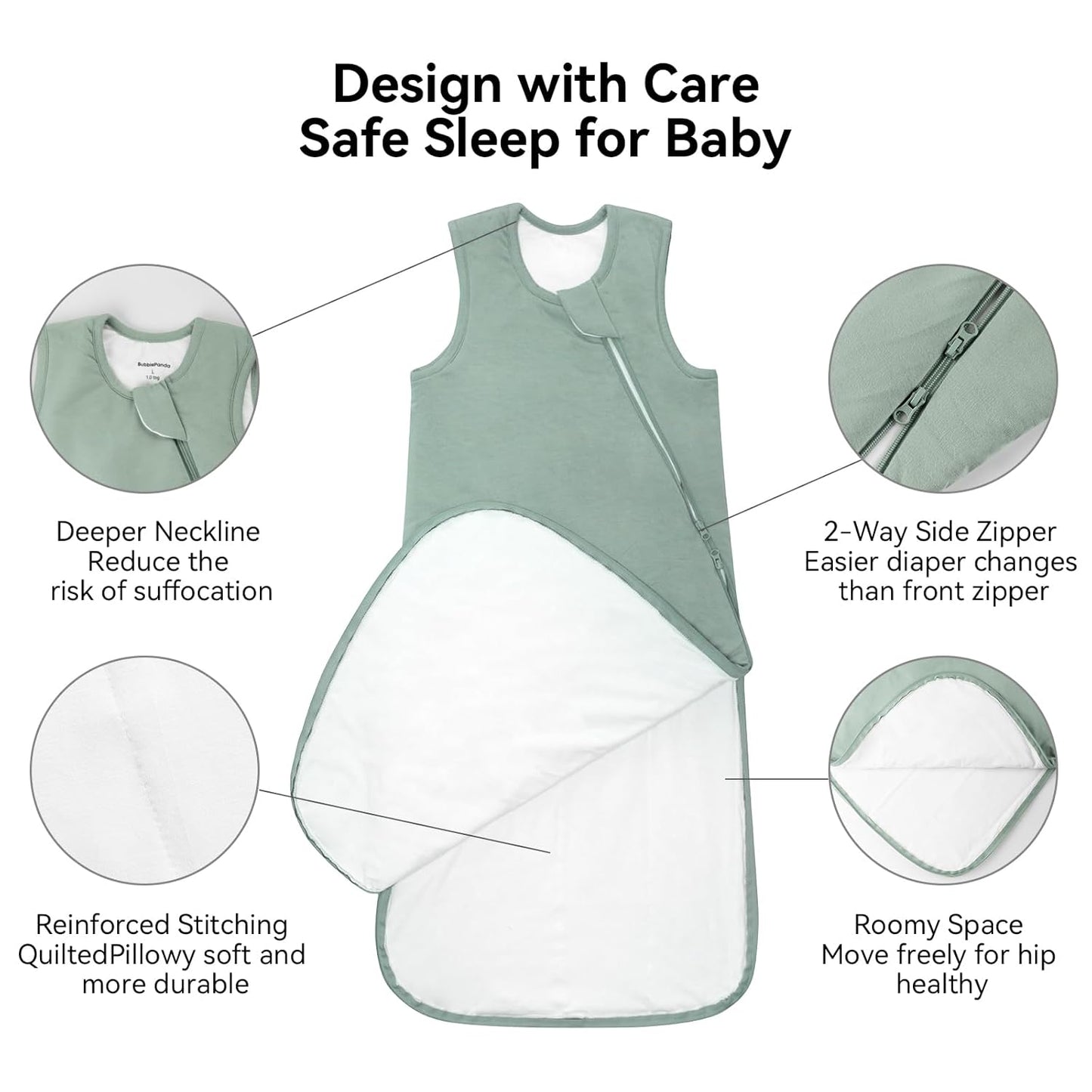 Rayon Made from Bamboo Sleep Sack 0-6 Months 1.0 Tog Ultra Soft Baby Wearable Blanket 0-3 Months Sleeping Sack 3-6 Months for Infant Newborn Babies Unisex Girl Boy 2-Way Zipper Breathable Lightweight