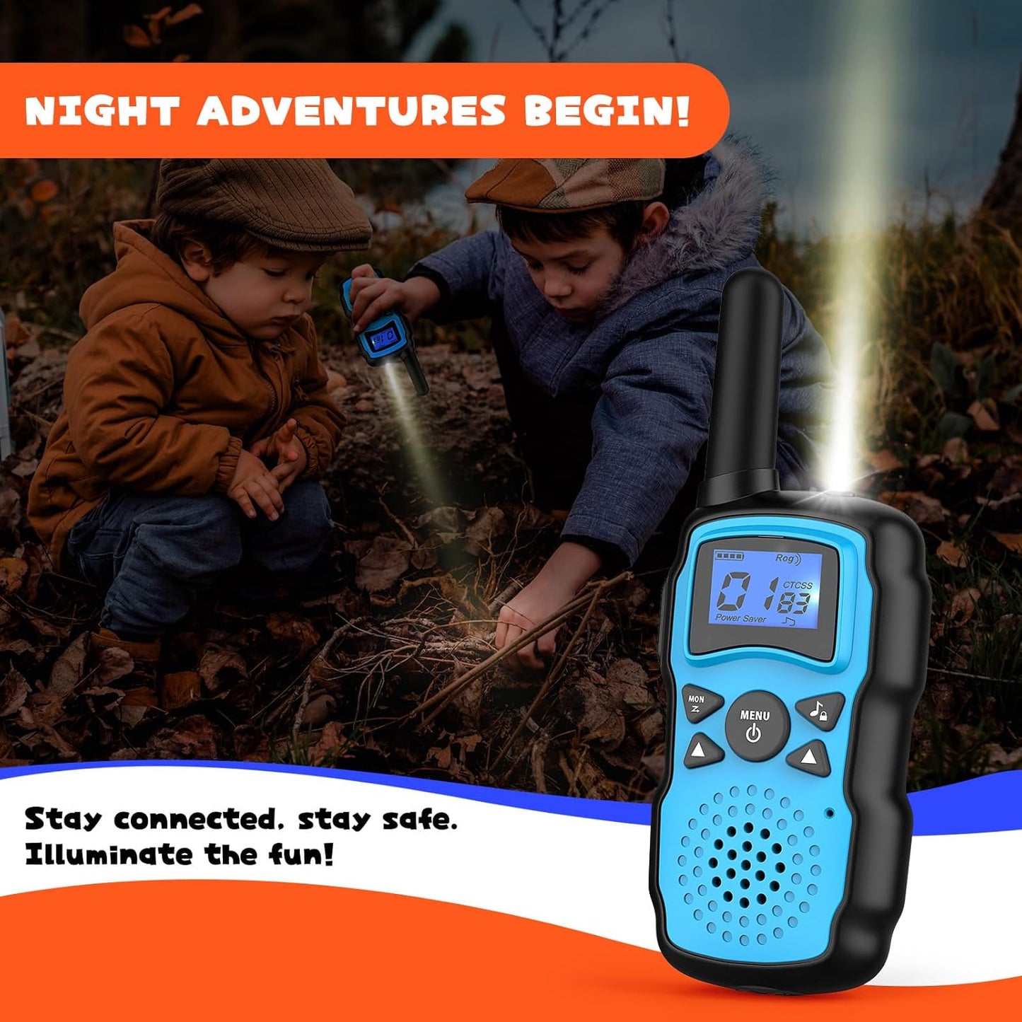 Wishouse Walkie Talkies for Kids Adults Rechargeable Long Range 4 Pack with 2 USB Chargers 12 Batteries,Family Walky Talky,Outdoor Camping Games Indoor Toys Birthday Xmas Gift for Boys Girls Children