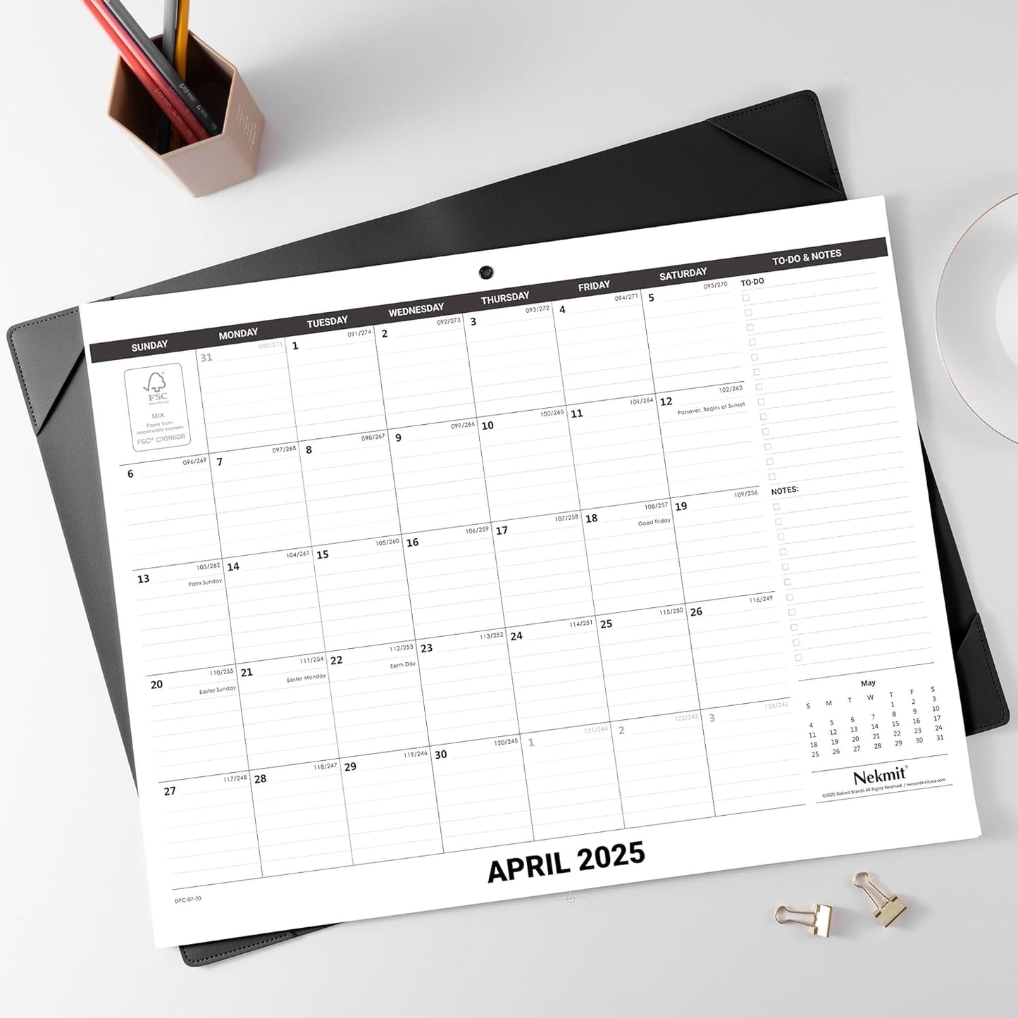 Nekmit Large Desk Calendar 2025-2026 with Desk Protecting Pad, Runs from Jul 2025 - Dec 2026, Office Supplies 21" x 16 1/2" Desktop Calendar for Life Planning or Organizing