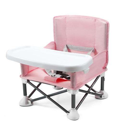 PandaEar Portable Baby Seat Travel| Compact Fold with Straps for Indoor/Outdoor Use| Great for Camping, Beach, Lawn |Toddlers, Kids, Boys, Girls (Pink)