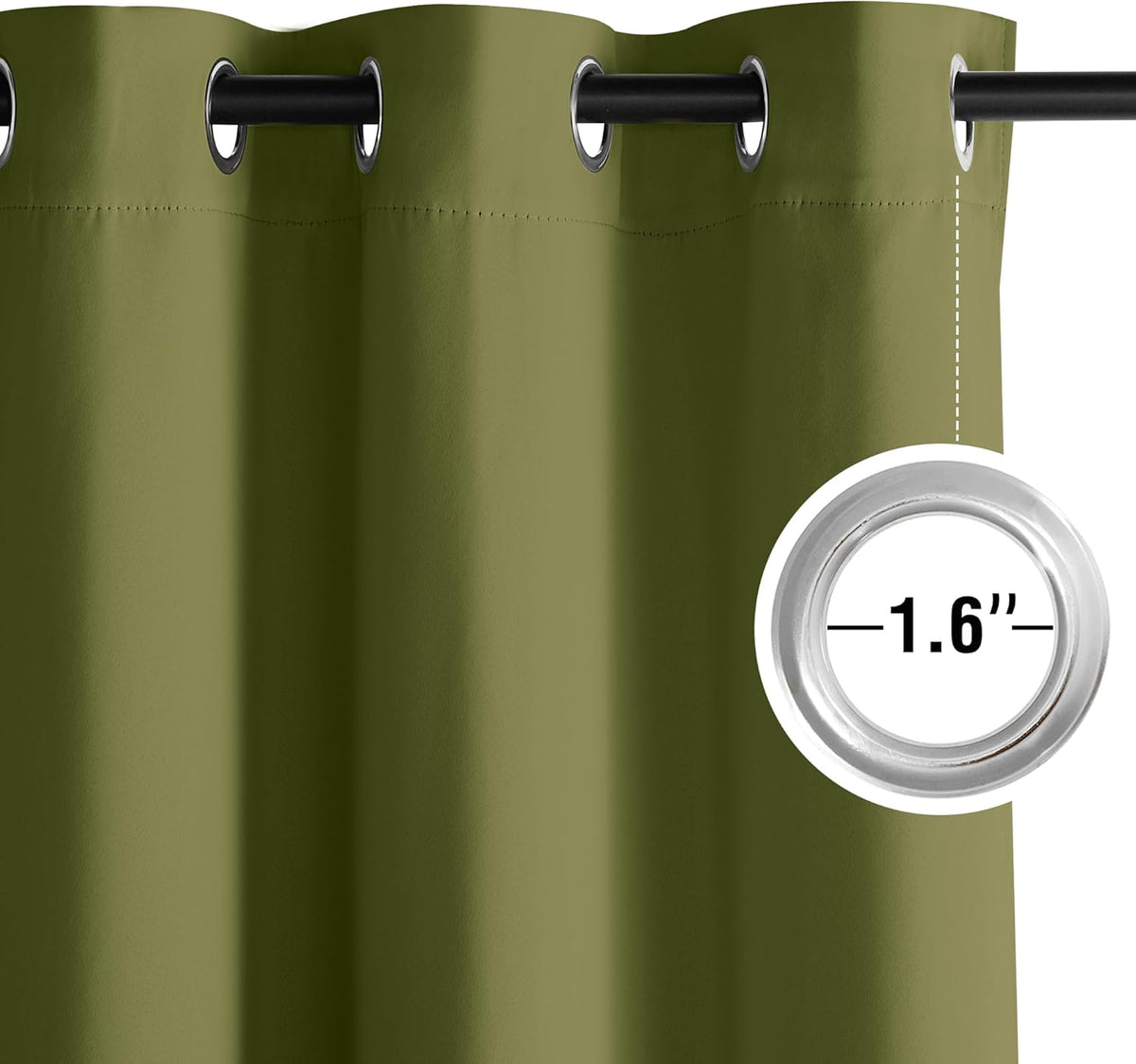 NICETOWN Olive Green Curtains for Living Room 84 inches Long 2 Panels, Thermal Grommet Curtains for Living Room, Noise Reducing Privacy Window Treatment Shades for Nursery, Laundry Patio, W52