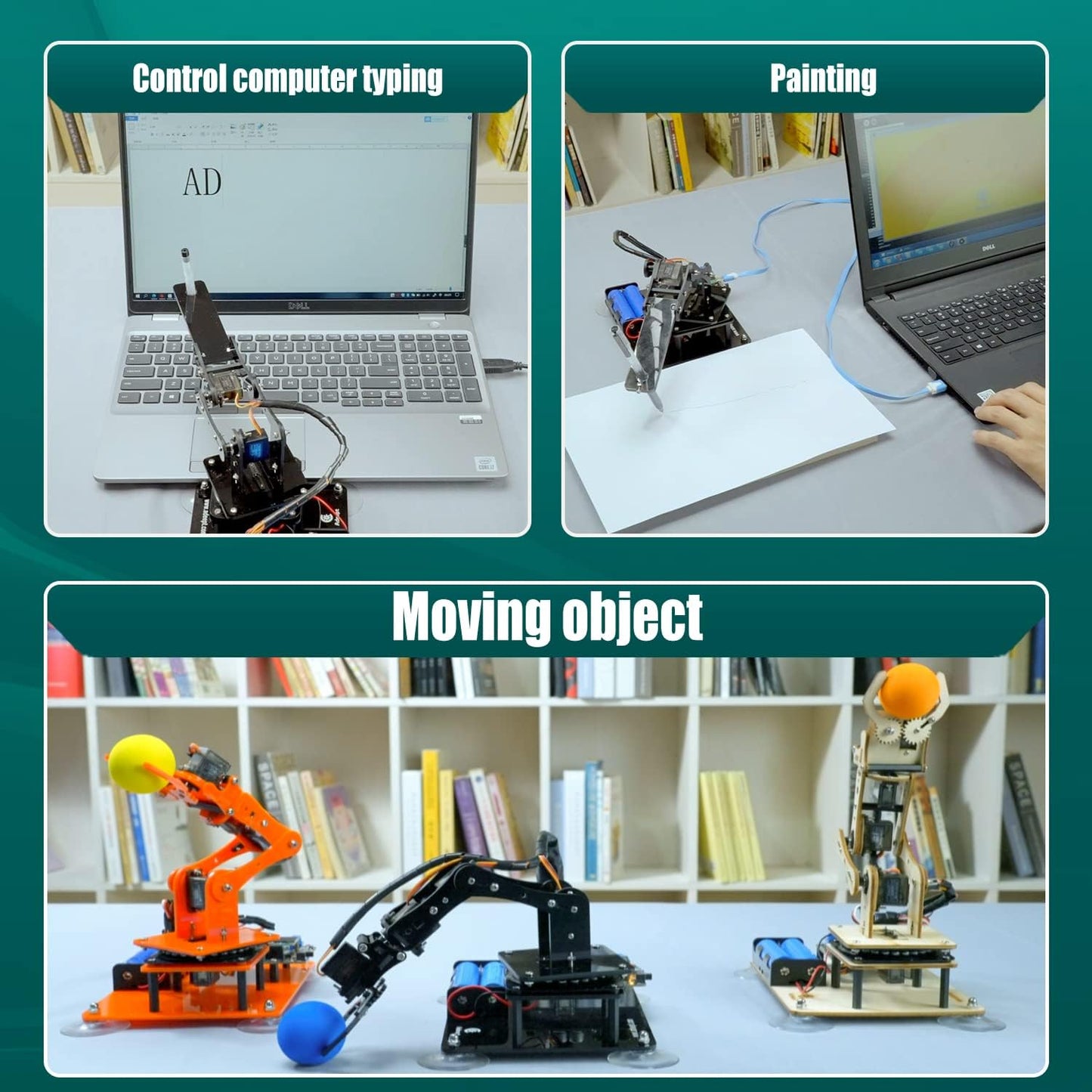 Adeept 5DOF Robotic Arm Kit Compatible with Arduino IDE, Programmable DIY Coding STEM Educational 5 Axis Build Robot Arm,Robot Starter Kit with OLED Display Processing Code and Tutorials - Wooden