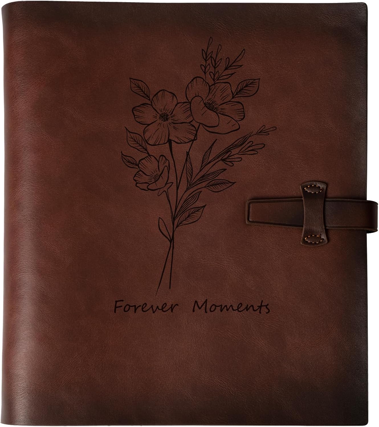 Photo Album 4x6 200 Photos, Genuine Leather Photo Albums with Writing Space with 30 Writing Paper, Travel Family Wedding Kids Graduation Ultrasound Baby Picture Album Scrapbook Photo Album（Flowers）
