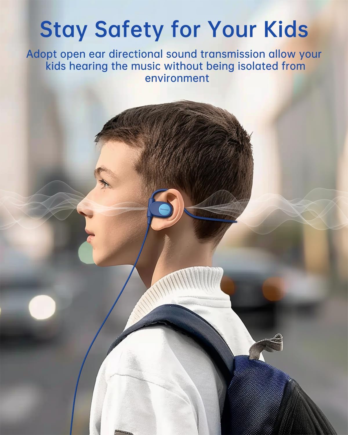 Kids Headphones, Wired Air Conduction Open Ear Headphones, 85dB Volume Limiting-Blue, Pink