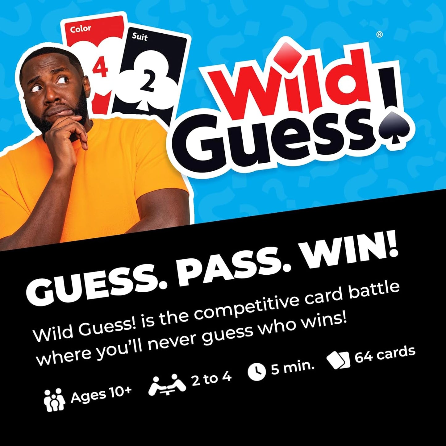 Wild Guess! – The Fast-Paced, Unpredictable, Insanely Competitive Card Game for 2 to 4 Players – Great Travel Game for Friends and Family