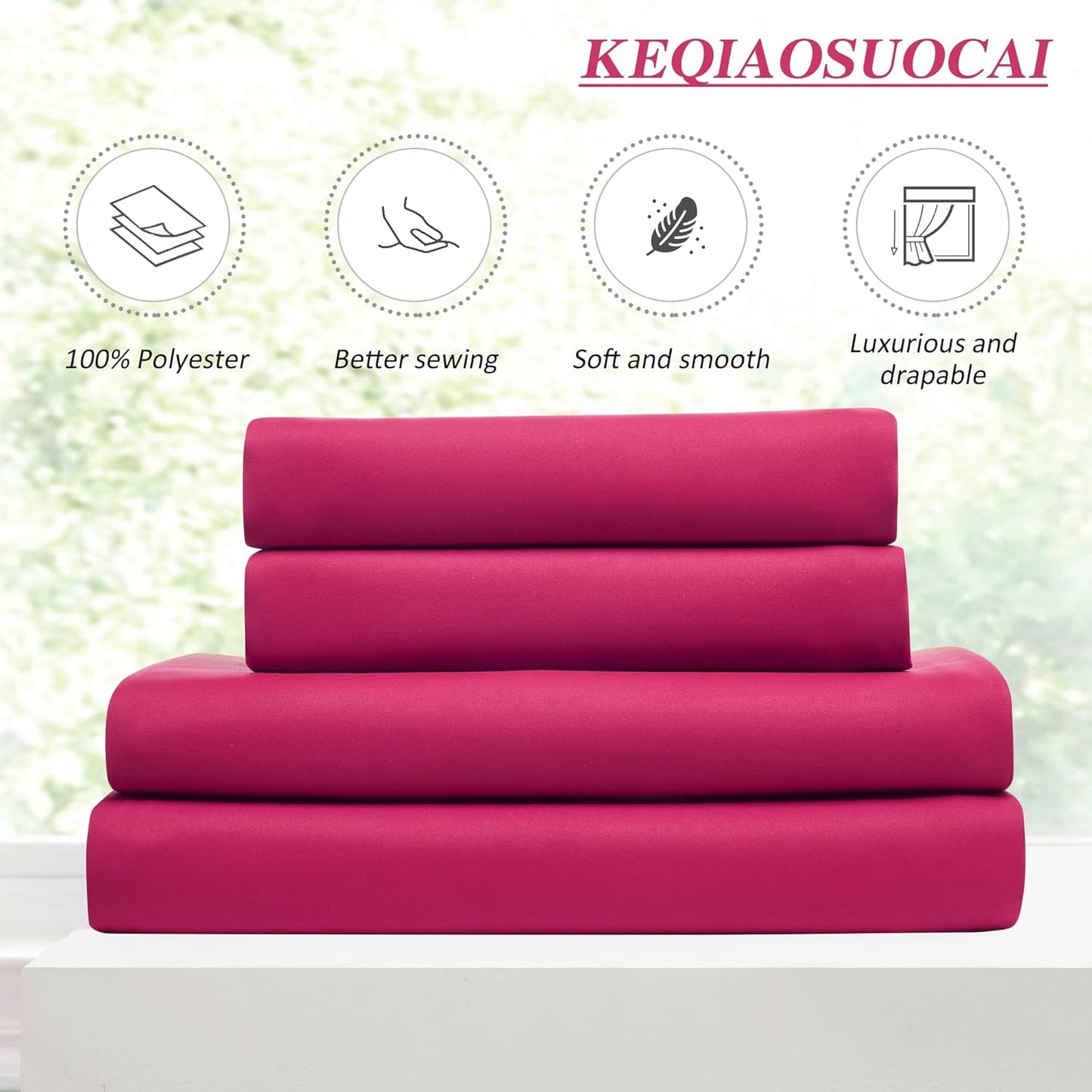 KEQIAOSUOCAI Pinch Pleated Hot Pink Blackout Curtains 63 Inches Long, Sound & Light Reducing Room Darkening Drape for Girl's Bedroom(Hot Pink, 2 Panels, W40 x L63)