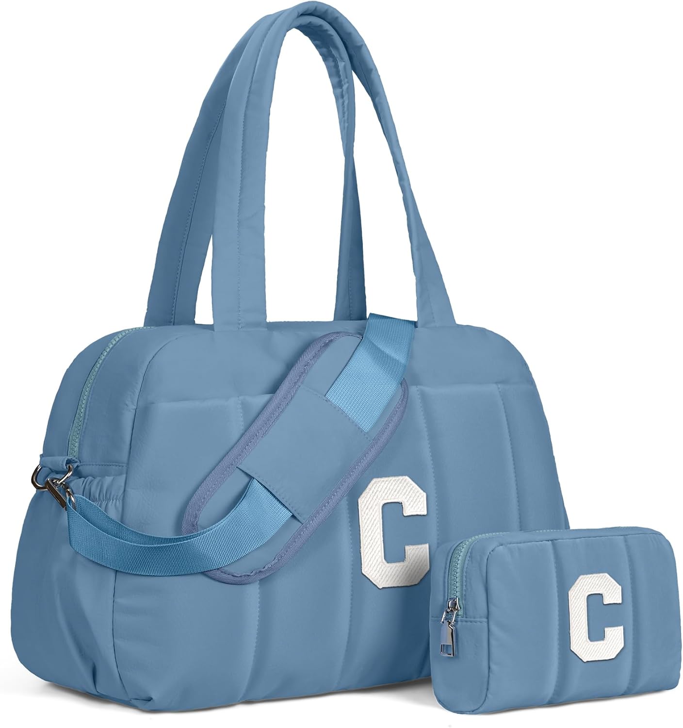 Initial Duffle Bag, Yoga Bags for Women，Overnight Bag with Wet Pocket，Lightweight Work Bags Personalized Gym Tote with Makeup Pouch-Gift for Women, Mom