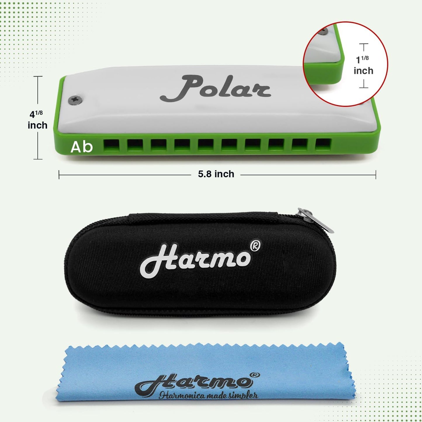 Polar Diatonic Melody Tuned Harmo Harmonica Key of Ab - Special Tuning for Easy Melodies in Cross Harp, 2 Octaves Without Bends, Loud & Responsive with Smooth Edges - USA-Checked