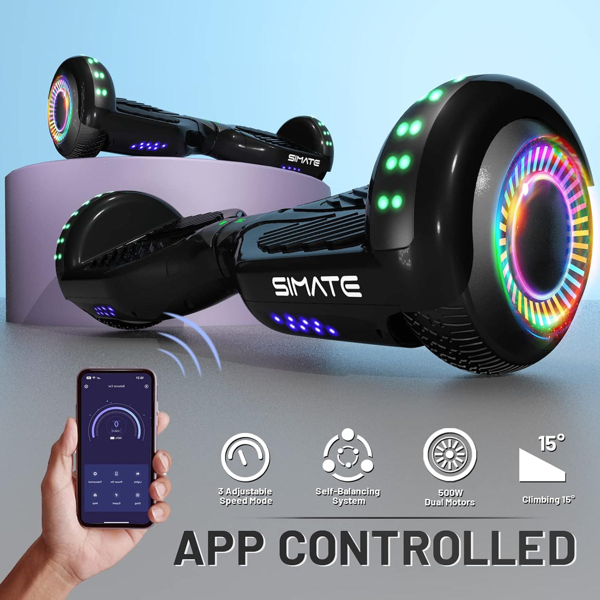 Scooter, Bluetooth & Corlorful LED Lights, Gifts for Kids & Adults & Girls & Boys, for All Ages