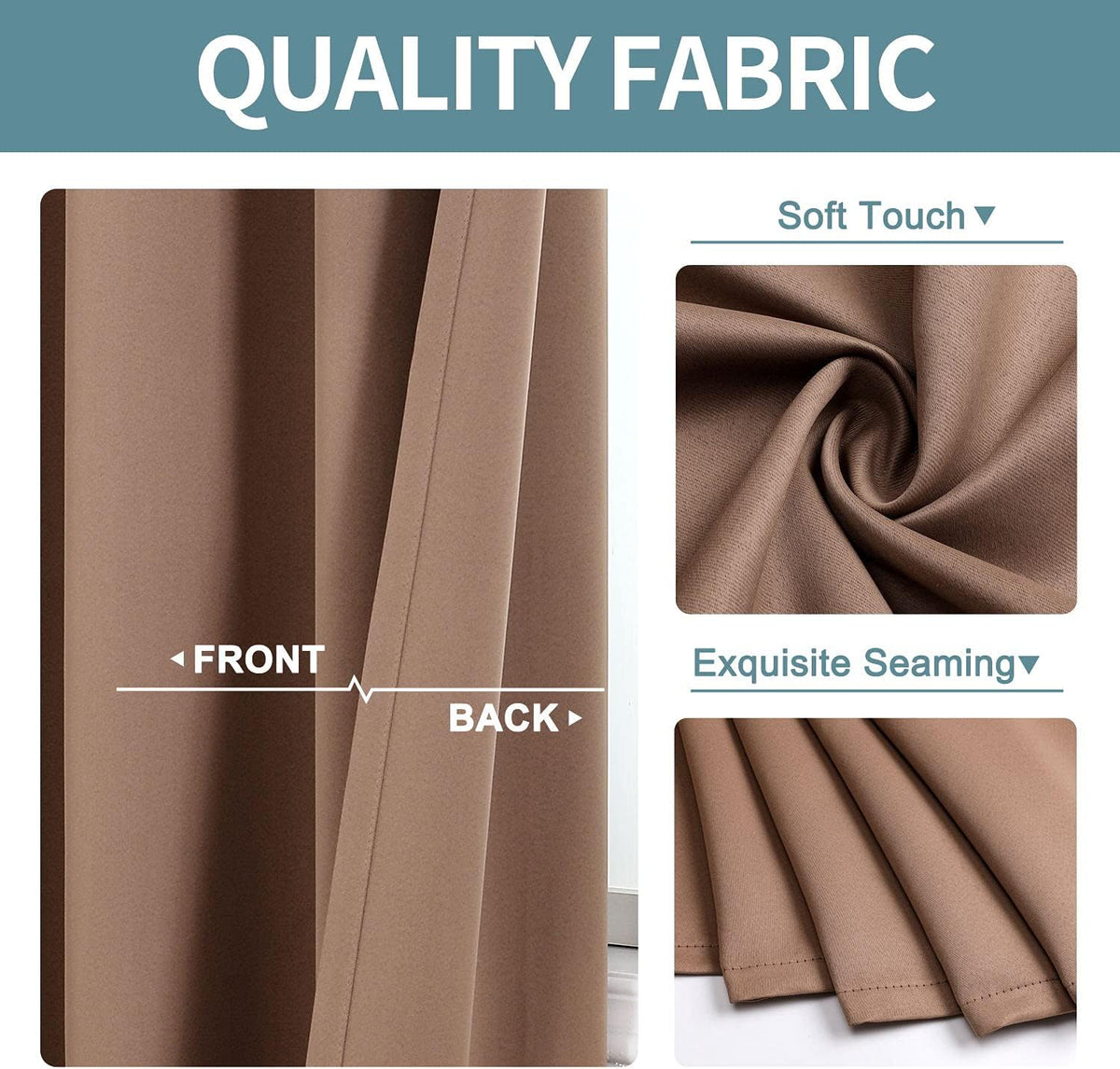 ChrisDowa Grommet Room Darkening Curtains for Bedroom and Living Room - 2 Panels Set Thermal Insulated Blackout Curtains (Cappuccino, 52W x 54L)