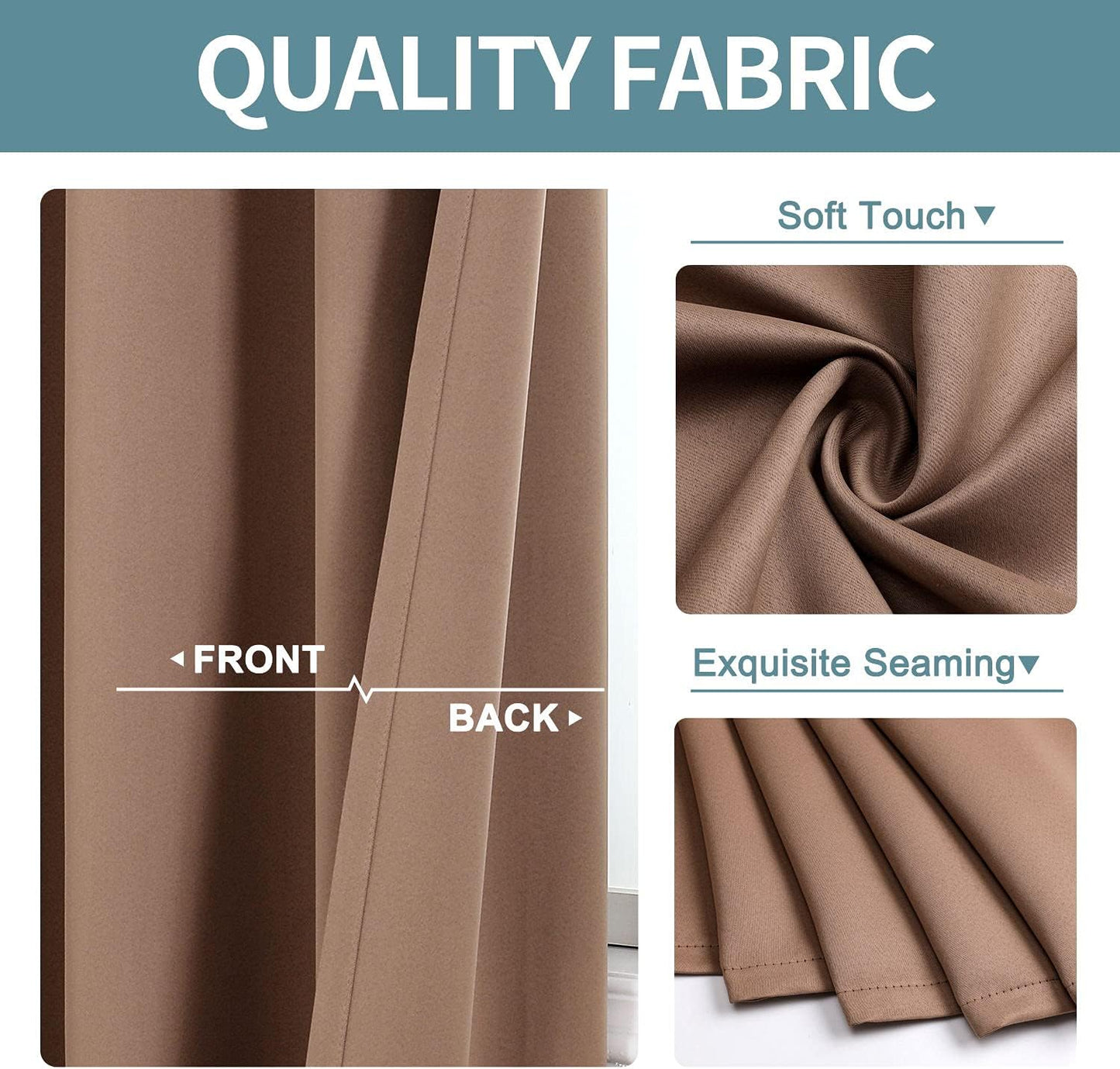 ChrisDowa Blackout Curtains 72 inches Long for Bedroom - 2 Panels Set Grommet Thermal Insulated Room Darkening Curtains for Living Room (Cappuccino, 42 x 72 Inch)