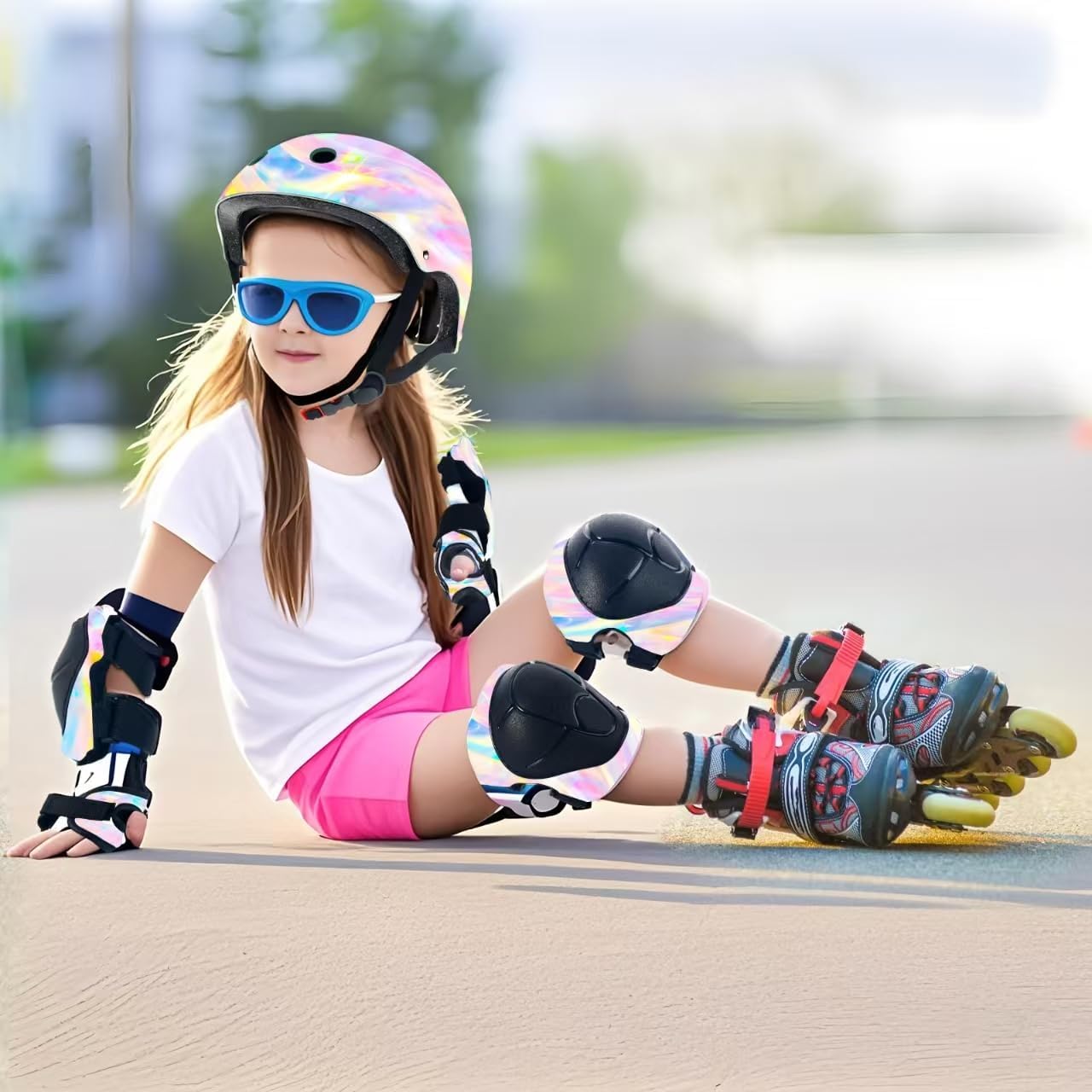 Adjustable Color Gradient Skateboard Helmet for 3-5-8-14+Ages【Toddler Kids Youth Adult】 Girls Boys Woman.Bike Helmet for Multi-Sports Cycling Bicycle Scooter Inline Roller Skate Rollerblading