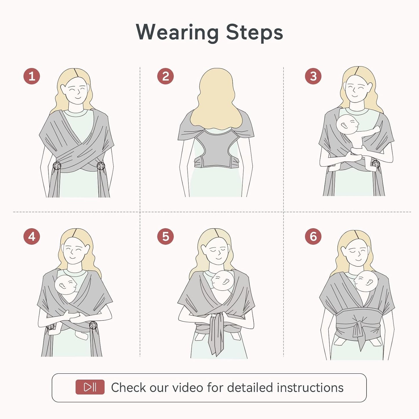 Momcozy Baby Wrap Carrier, Ergonomic Infant Slings for Newborn to Toddler 8-35 lbs, Adjustable Baby Wrap for Adult Fits Sizes XXS-XXL, Easy to Wear Baby Carriers, Lake Blue