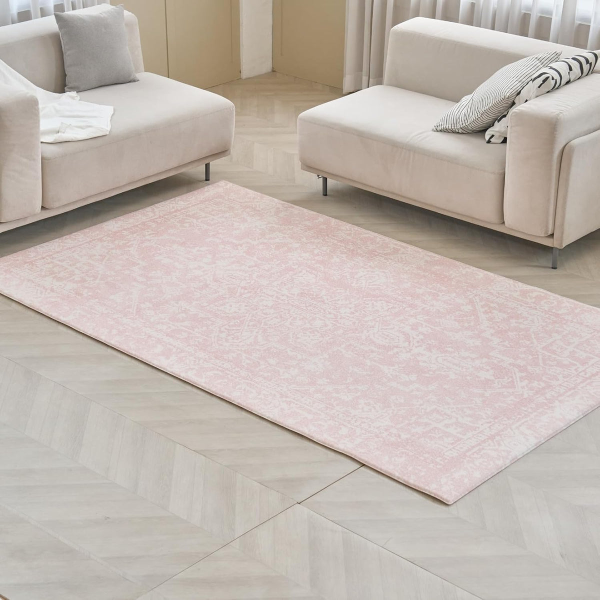 Baby Care Soft Rug (Prestige, Ikat - Inca Pink) 98'' x 59'' Original One-Piece Reversible Rollable Waterproof Play Mat for Infants, Babies, Toddler, and Kids