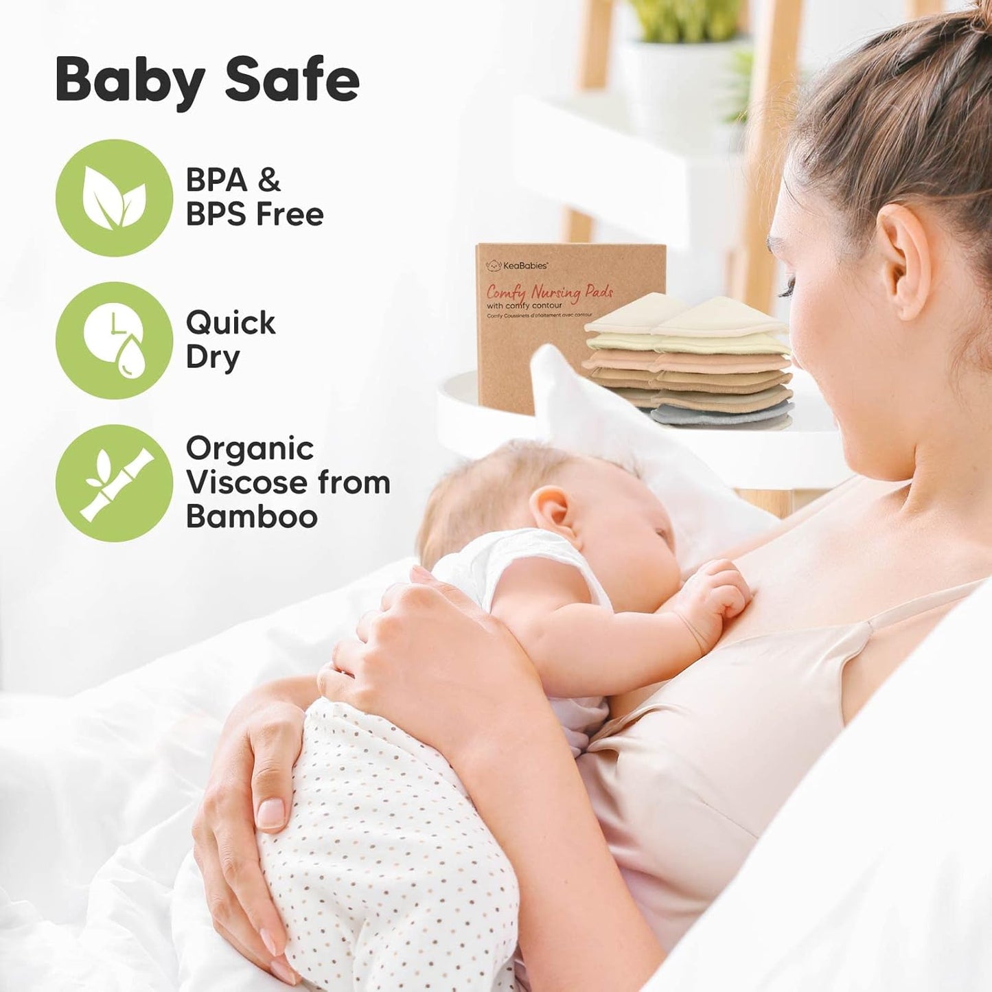 Organic Nursing Pads - 14 Washable Viscose Derived from Bamboo Breastfeeding Pads, Wash Bag, Reusable Breast Pads for Breastfeeding, Nipple Pads for Breastfeeding Essentials(Earth, M 3.9")